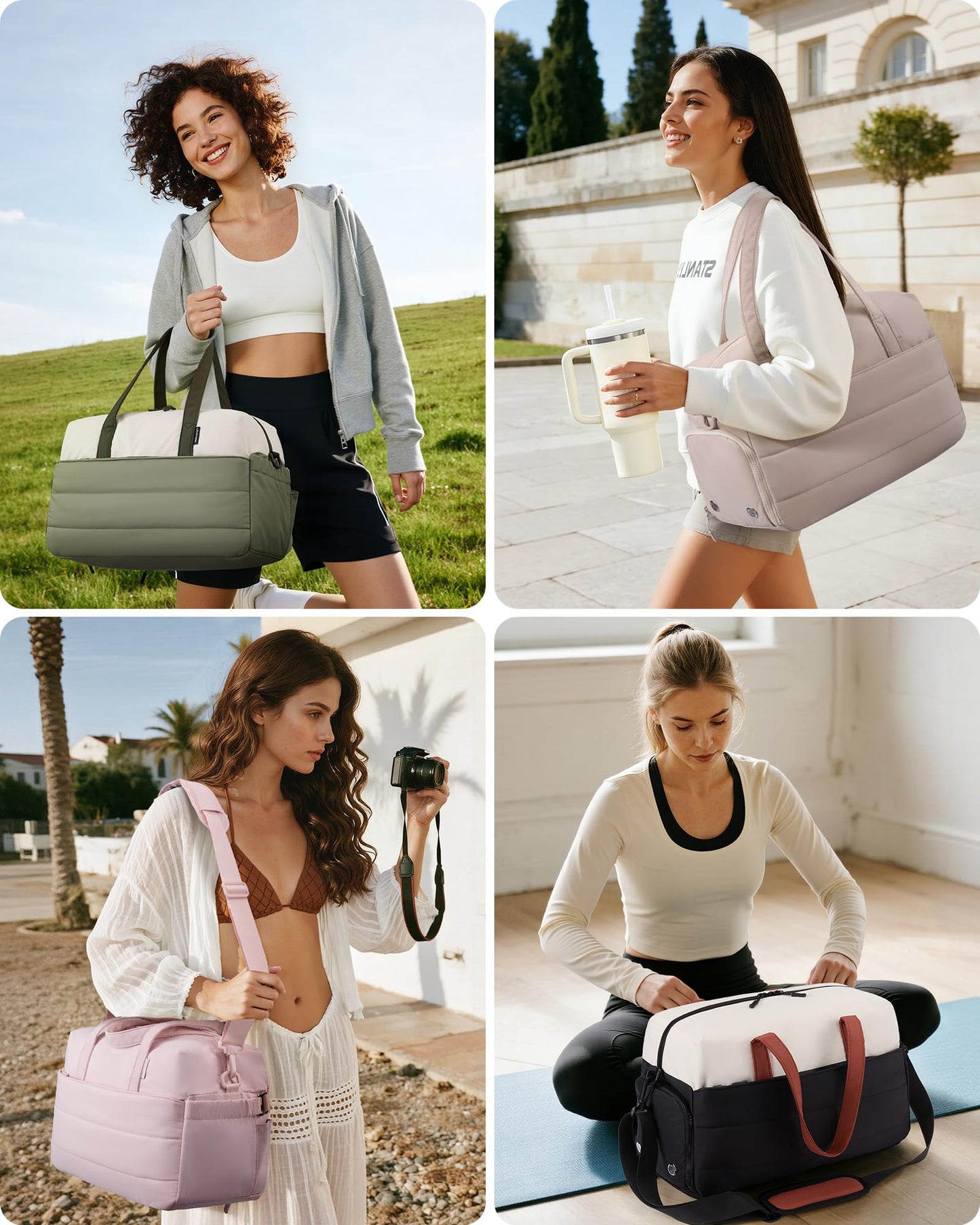 LOVEVOOK Small Gym Bag for Women with Large Tumbler Holder Pocket, Carry on Weekender Travel Duffel Bag with Shoe Compartment, Overnight Mini Personal Bag with pouch for Workout Sport Dance Yoga