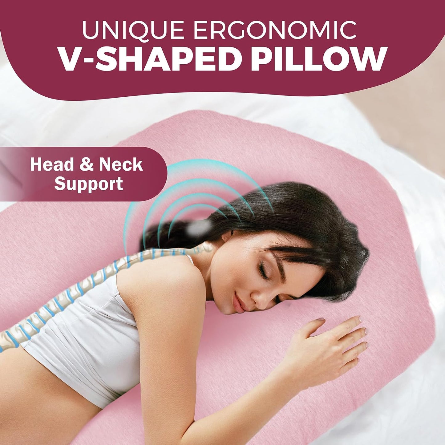 PILLANI Pregnancy Pillow - V C U Shaped 57-Inch Full Body Support with Removable Washable Cover | Cooling Maternity Comfort