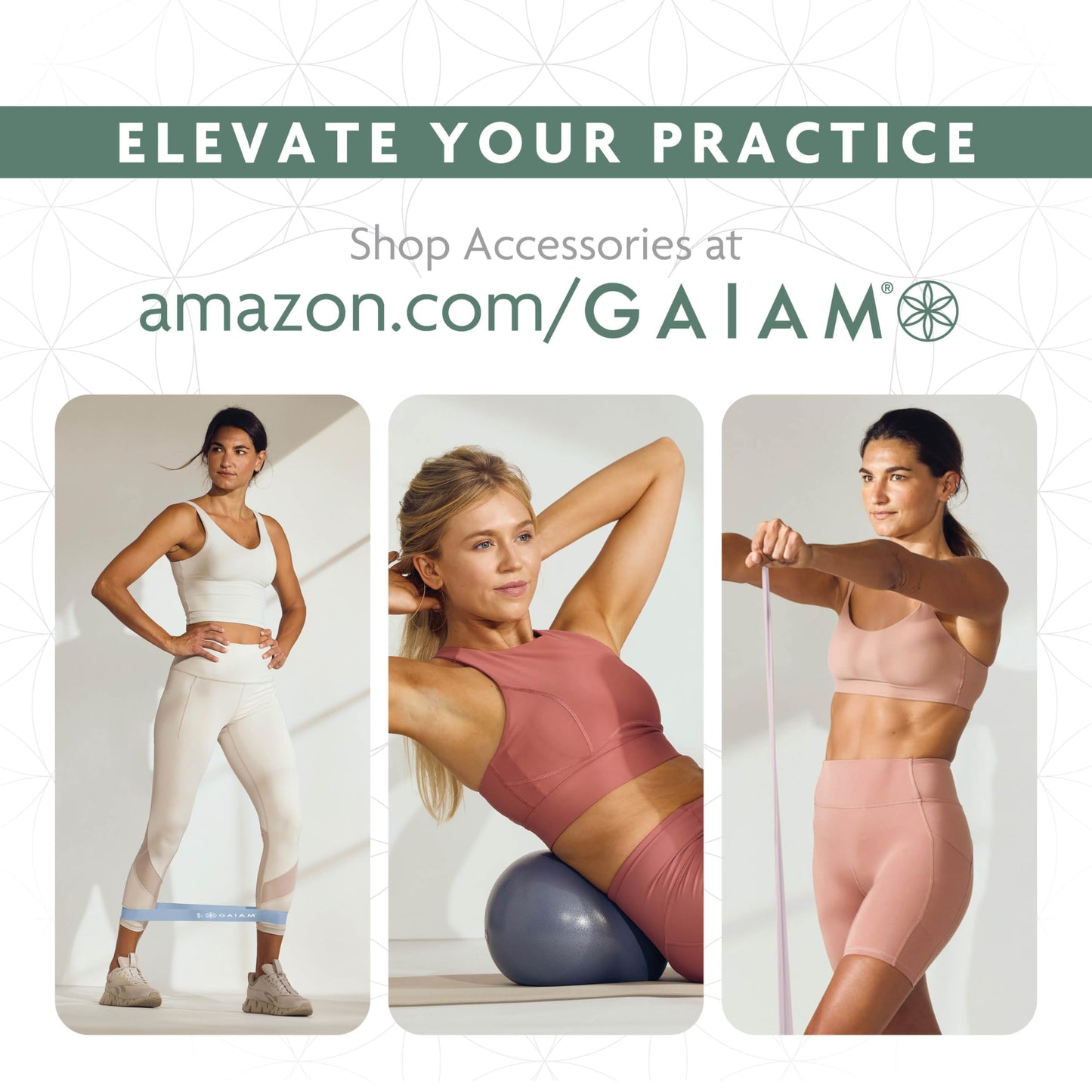 Gaiam Pilates Kit for Women — 6-Piece Starter Bundle with Pilates Ring, Stretch Strap, Grip Socks, Resistance Bands, Mini Ball & Mesh Carry Bag | 12" Magic Circle + 8" Core Ball | Home Workout Set