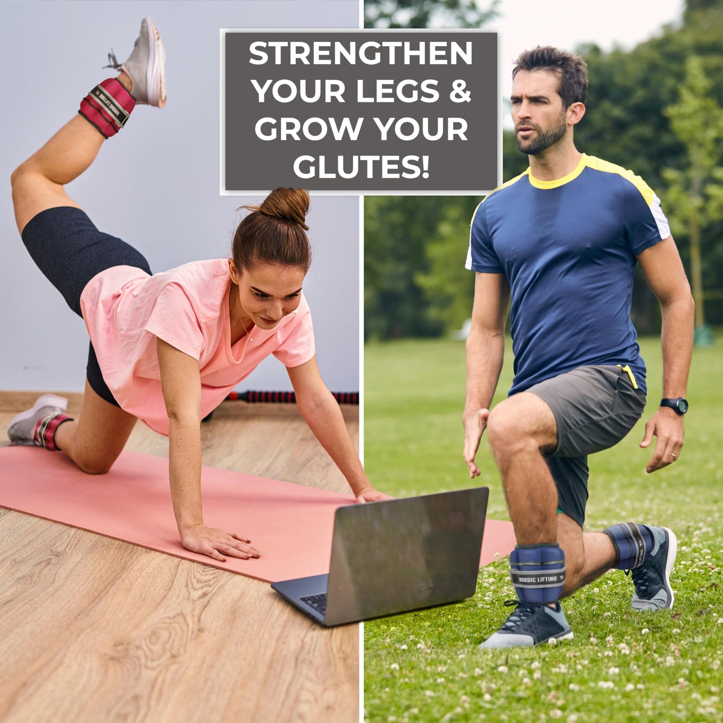 Nordic Lifting Adjustable Ankle Weights for Women & Men – 1 Pair (2–10 lbs) Wrist, Arm & Leg Weights for Gym, Yoga & Home Workouts – Secure Fit Strap Design – Durable Fitness Training Equipment
