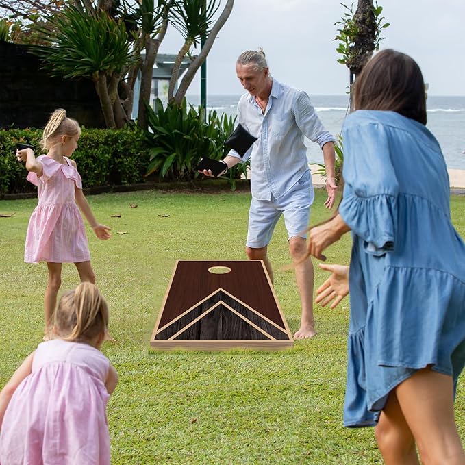 Cornhole Boards Set - Regulation Size 4x2/3x2ft Solid Wood Corn Hole Game Set with 8 Bean Bags and 2 Cornhole Boards - Perfect for Outdoor Game