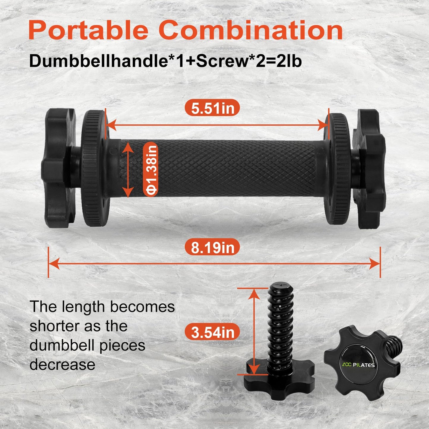 AOC PILATES Dumbbell Handles Pair Universal Handle, Adjustable Dumbbell Bar Fit 1" Plates, Standard Weight Plates with 1" Diameter, Portable Balance Quick Adjustable Weight for Workouts Home Gym
