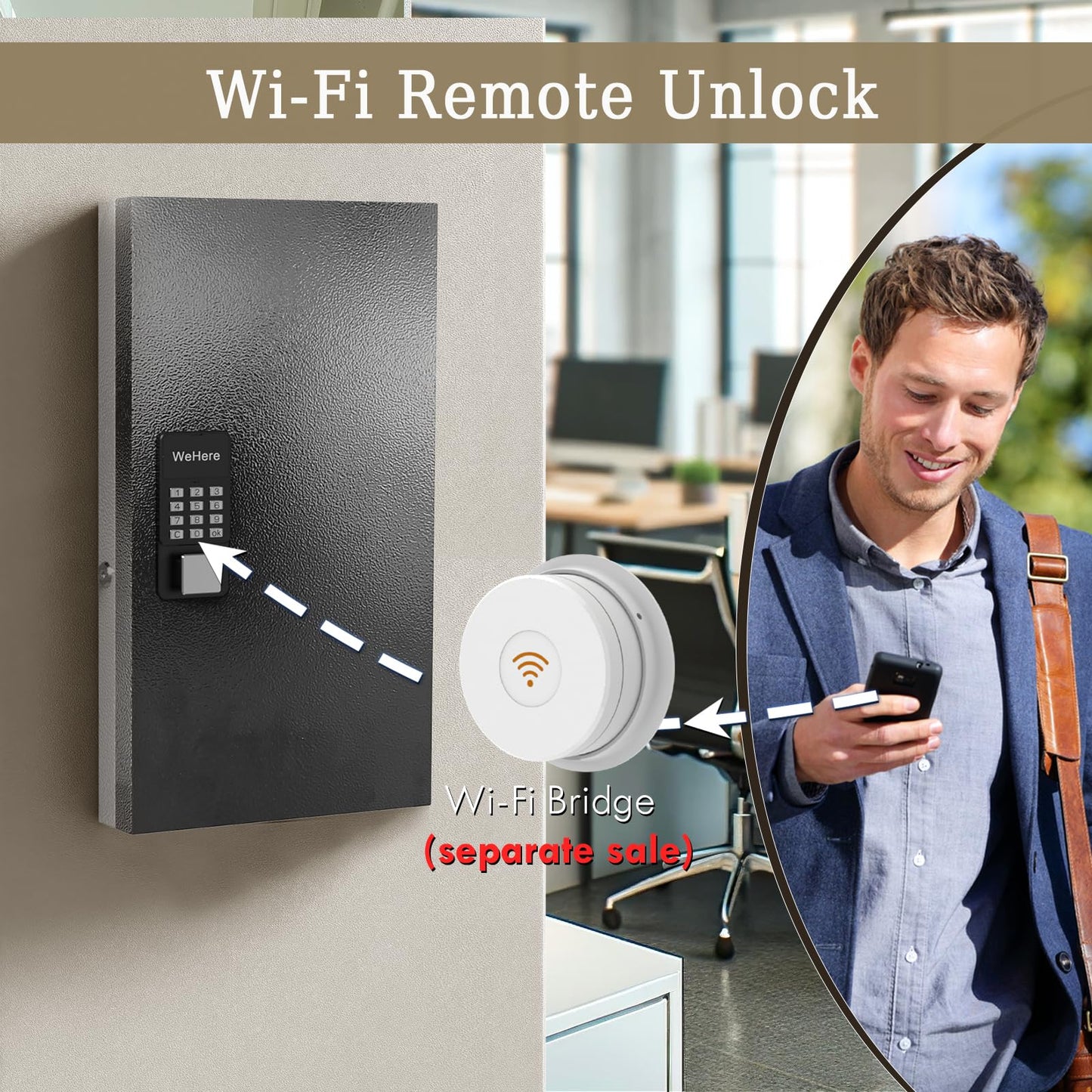 DiDiHere 48-Key Key Lock Box Wall Mount, Smart Key Management Cabinet with App, Key Access Log Tracking, Digital Keypad, Bluetooth & WiFi Unlock (Sold Separately) for School, Office, Business