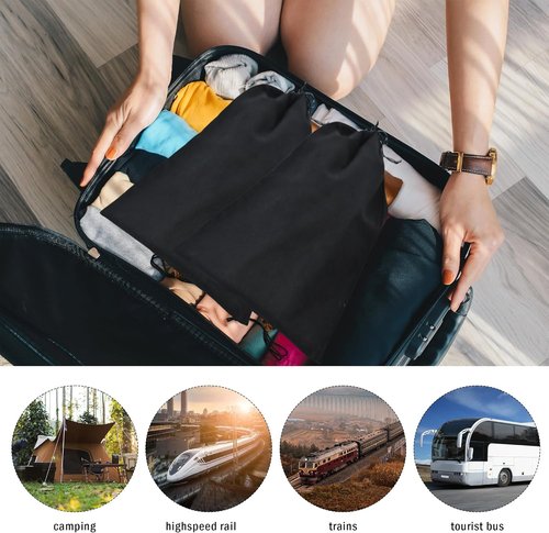 GONGKANGYUAN Shoe Bags for Travel - Flannel Drawstring Pouches for Men & Women | 2 Pack