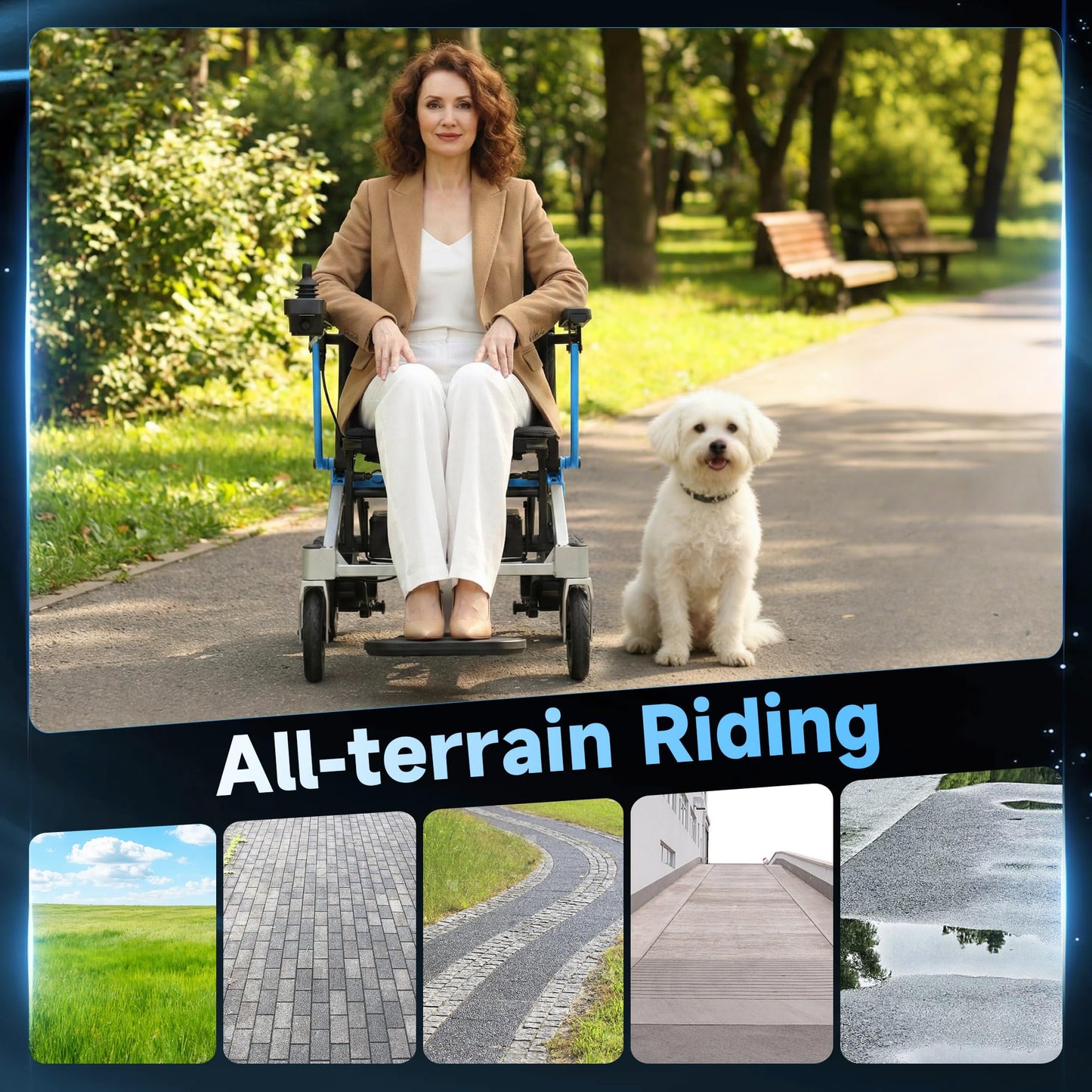 VIPLAND Lightweight Magnesium Alloy Electric Wheelchair for Adults, 29lb Compact Foldable Power Wheelchair Oven-Sized, 25Miles Long Travel Range, 300lbs Capacity, Airline Approved, All Terrain, Blue