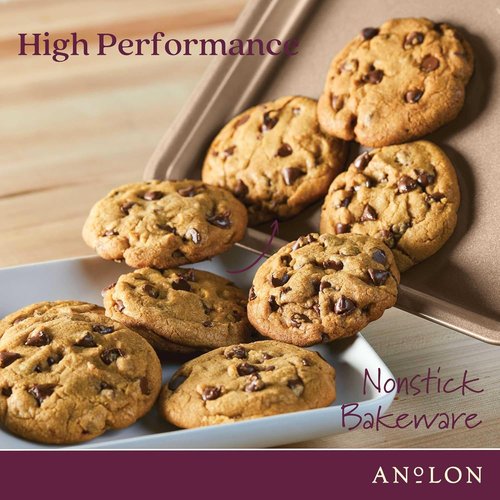 Anolon Gourmet Nonstick Bakeware Set - 3 Piece Cookie & Baking Sheets in Bronze Brown