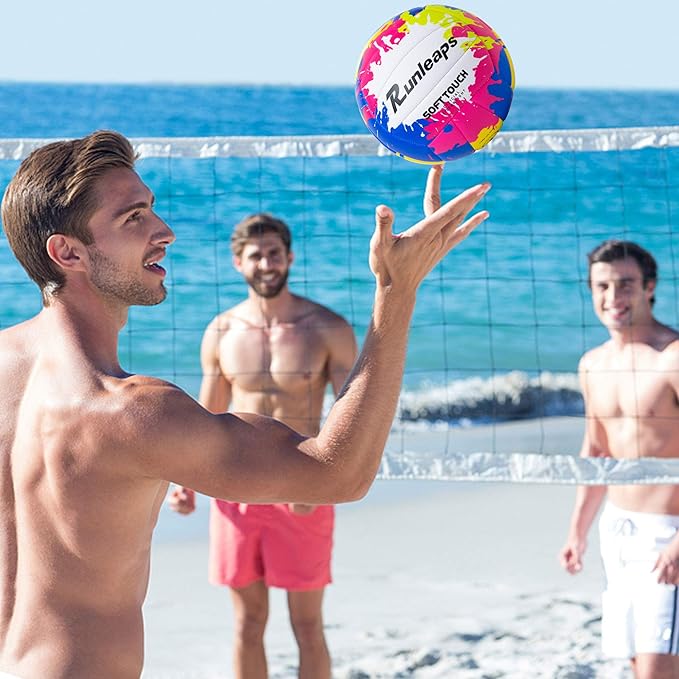 Beach Volleyball Official Size 5 Soft Waterproof Volleyball Sand Sports PU Ball for Indoor, Outdoor, Pool, Gym, Training