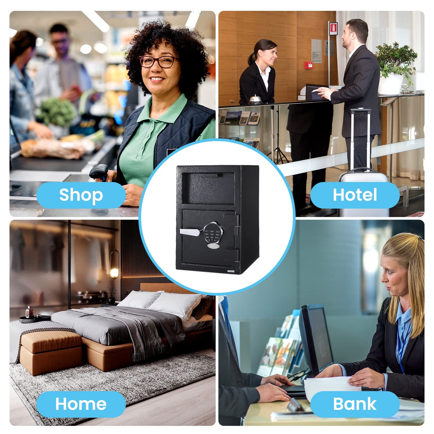 2.5 Cu.Ft Heavy Duty Drop Safe for Business With Digital Keypad, Depository Safe for Money with Drop Slot, 20" x 15.7"x 13.8", Office Safe Box for Money and Mail, Black