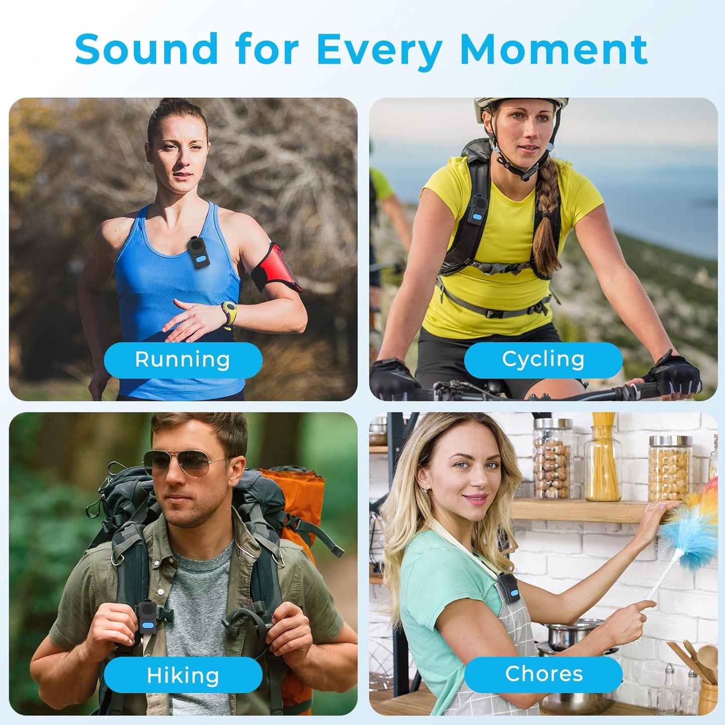 QUEENLINK 10H IPX7 5.3, Wearable Bluetooth Speaker, Working Time Clip On Portable Mini Personal Speaker, Waterproof