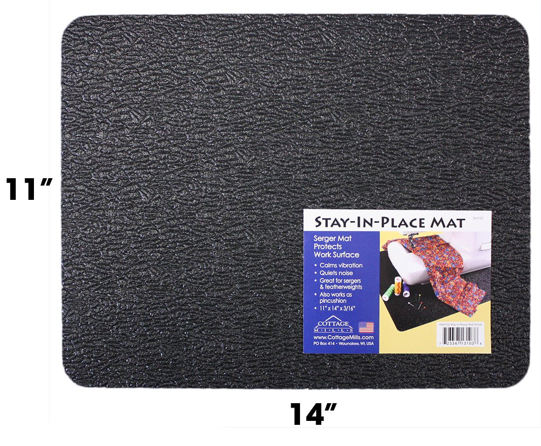 Cottage Mills Stay-in-Place Machine Mat - 11" x 14" - Calms Vibration and Dampens Noise. Great for Sergers. Made in USA.