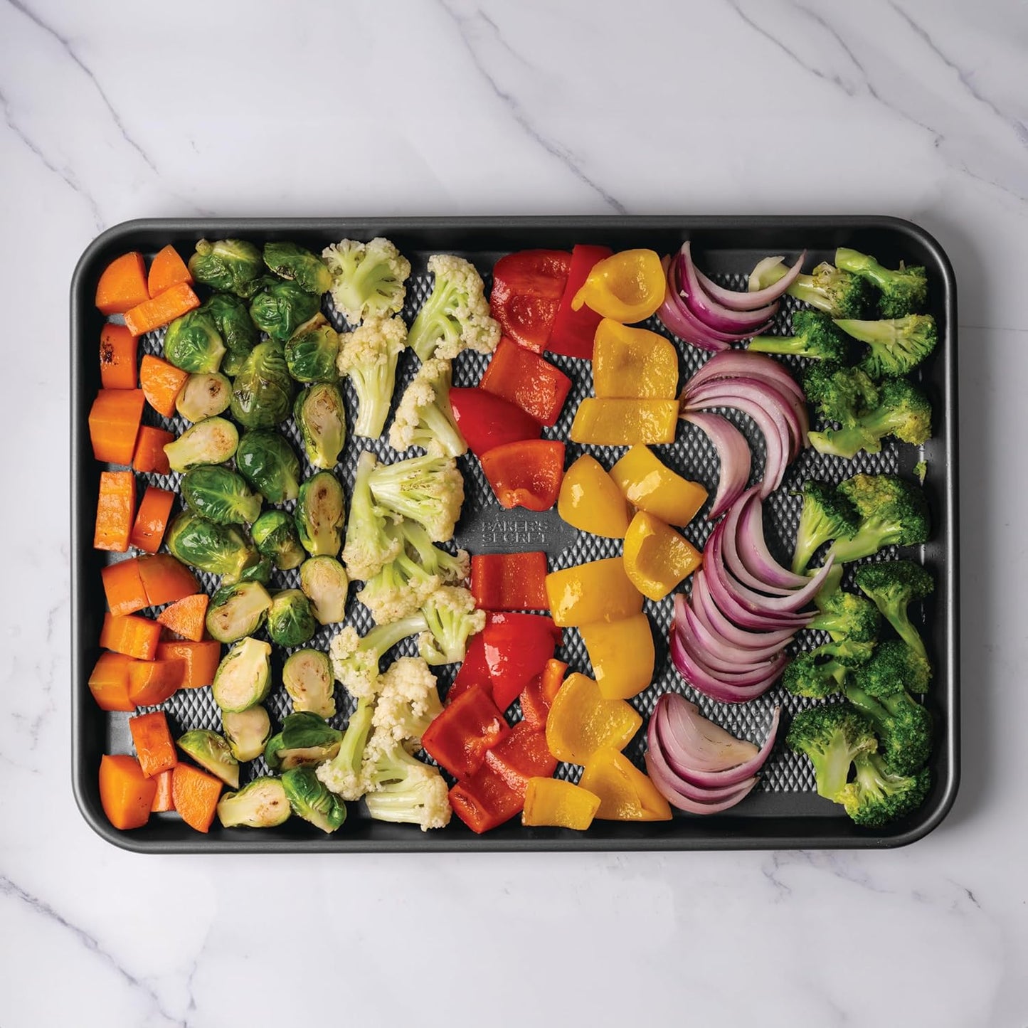 Baker's Secret Baking Sheet Pan Set - 3 Premium Cookie Sheets with Diamond Texture | Extra Thick, PFOA-Free