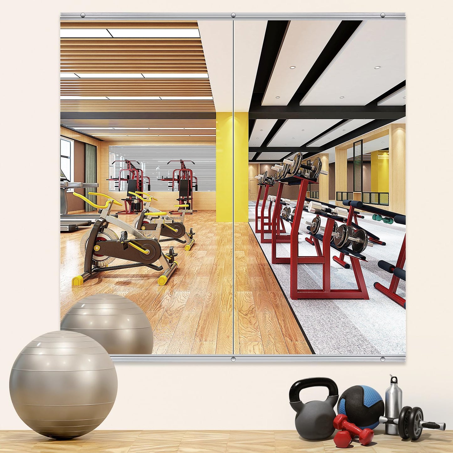 ERZERT Home Gym Mirror,2 Pack Large 47.2x23.6 Inch Frameless Tempered Glass Wall Mirror, Full Body Workout and Decorative Mirrors for Home Gym, Yoga, Dance Studio, Garage, Exercise Room