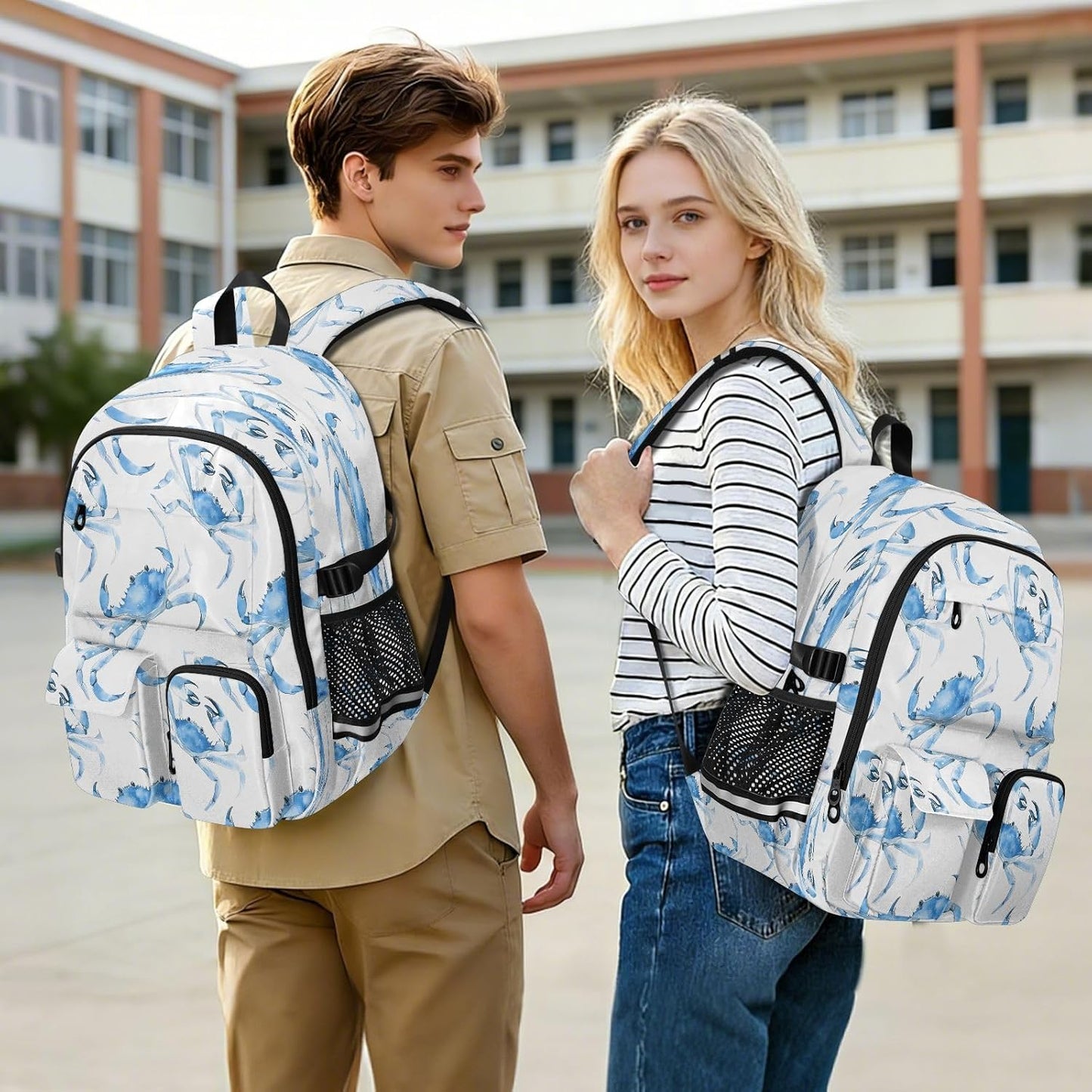 Bolaz Backpack 14 Inch Watercolor Crabs Travel Laptop Computer Bag Sturdy School Bag College Bookbag