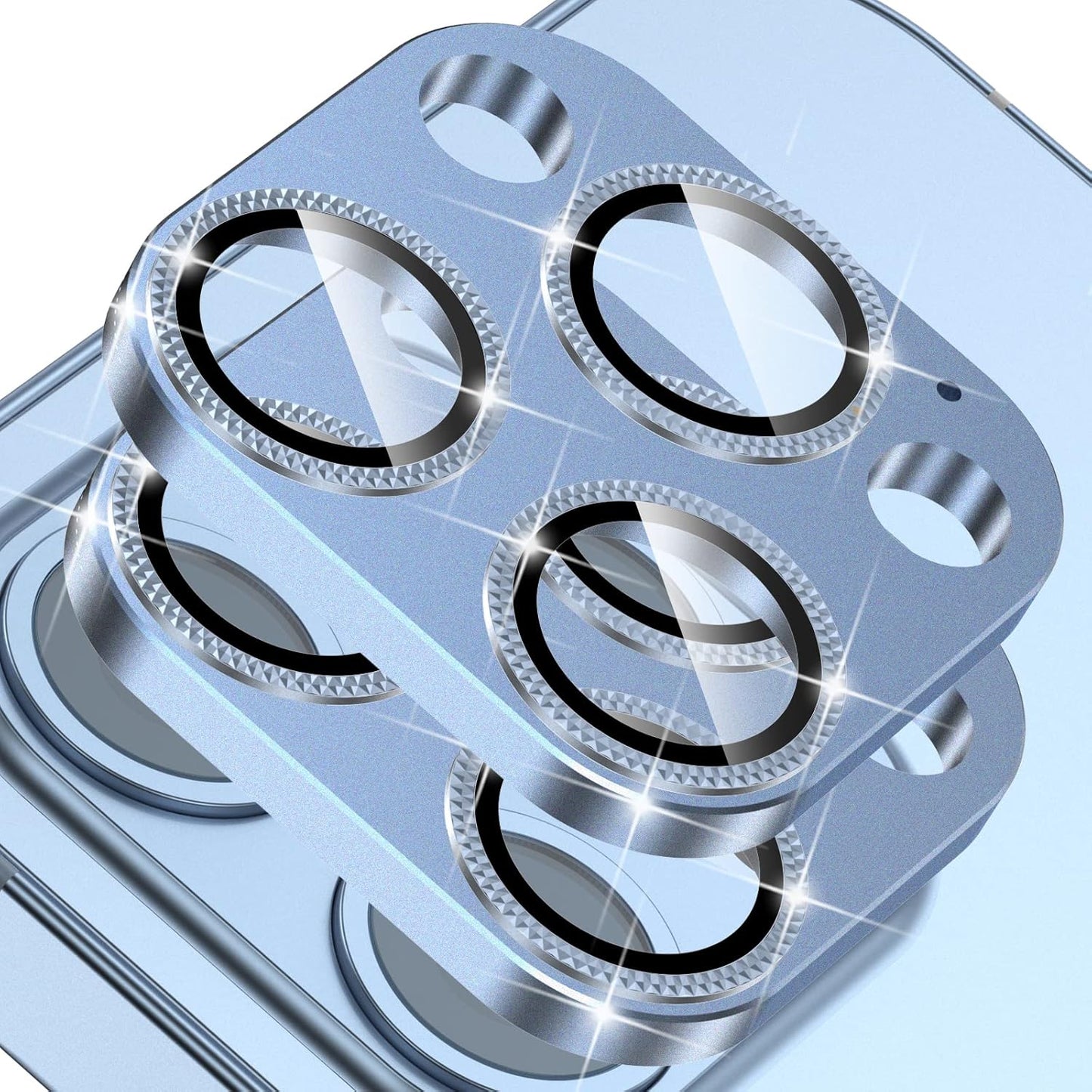 2 Pack 13 10 Camera Lens Protector Compatible for iPhone Pro/Max, Aluminum Alloy Metal & H Tempered Glass