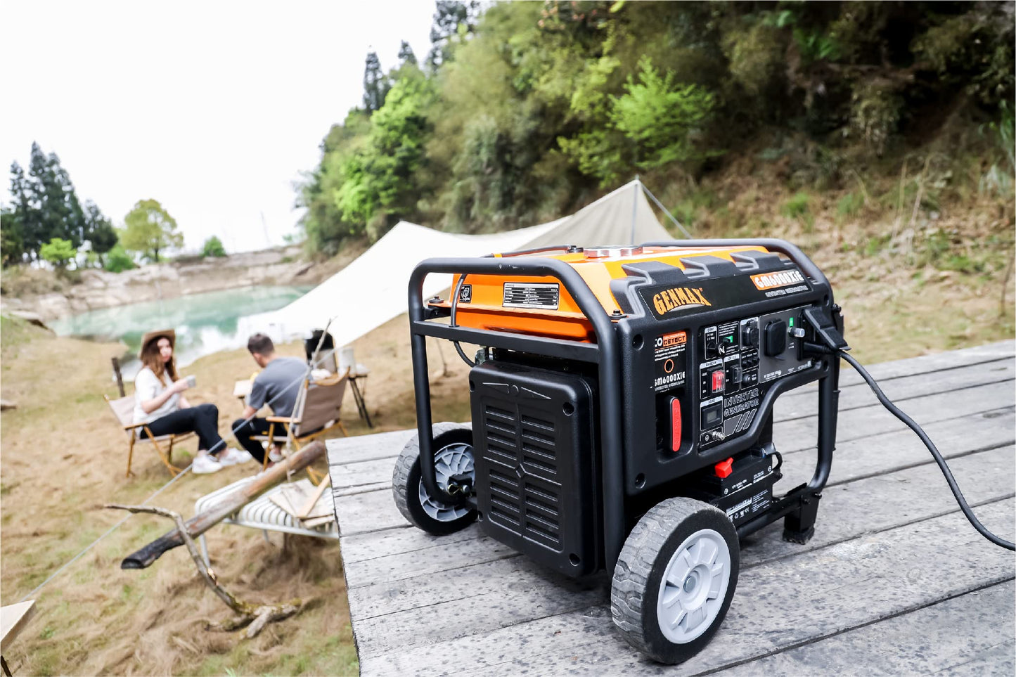 GENMAX Portable Inverter Generator, 6000W open frame Gas Powered High Speed Engine with Electric Start, Ultra Lightweight for Backup Home Use & Job Site,EPA Compliant (GM6000XiE)