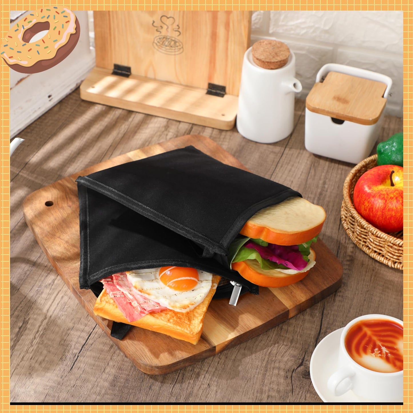 Reallnaive 4 Set Insulated Sandwich Bags Reusable Lunch Bags Small Thermal Snacks Pouch Washable Reusable for Picnic, Travel, Office, Classroom, School(1 Sizes,Basic Design)