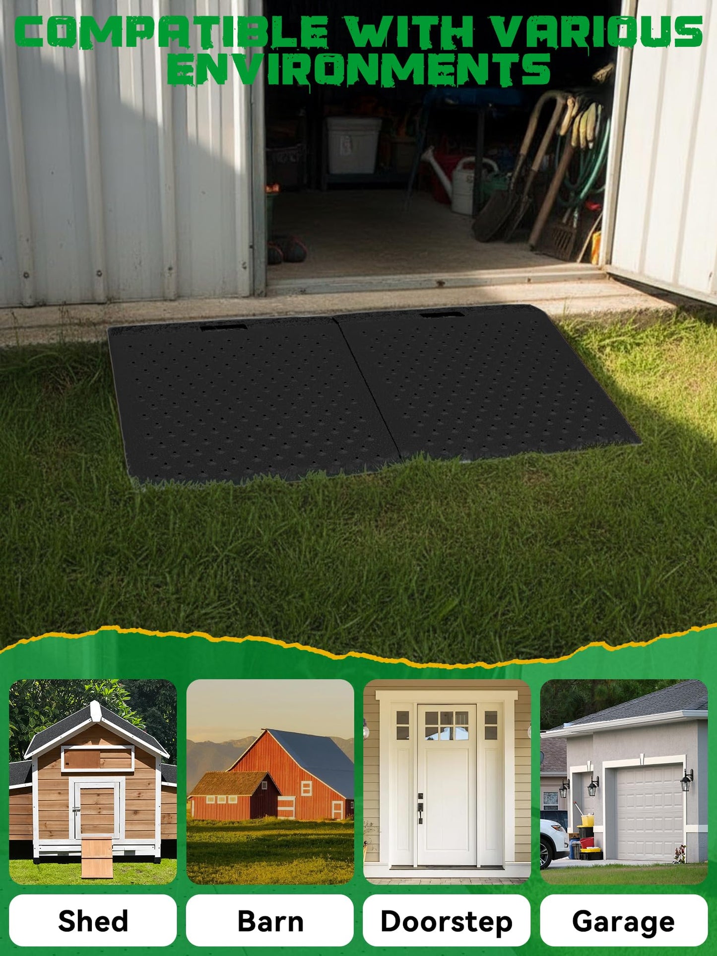 Shed Ramp for Riding Mower - 29" x 48" Heavy-Duty Shed Ramps Kit for Snow Blower, 1500LBs Anti-Slip Metal Loading Ramps for Shed for UTV, Motorcycles, Lawnmower, Garages & Barns, 2PC, Black