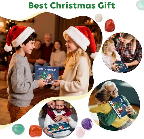 Crystal Advent Calendar 2026 - 24 Natural Gemstones & Healing Stones | Fun Christmas Countdown Gift for All Ages