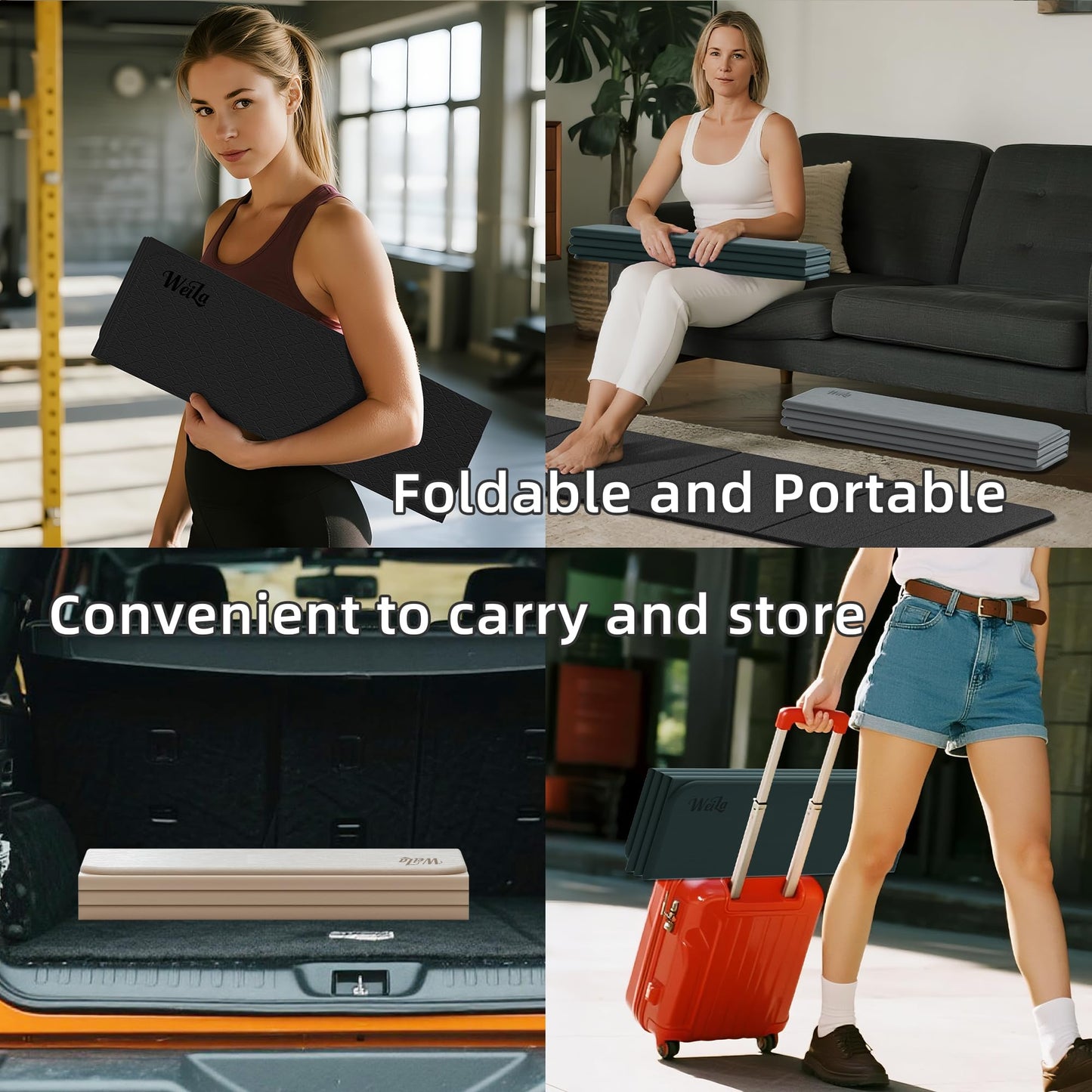 1/2 Inch Extra Thick Yoga Mat Pilates Equipment, 70"x24" Odorless Workout Mats for Home Gym, Non-slip Exercise Mats for Women Men Home Workout, Foldable Yoga Mats for Travel Camping Sleeping(Charcoal)