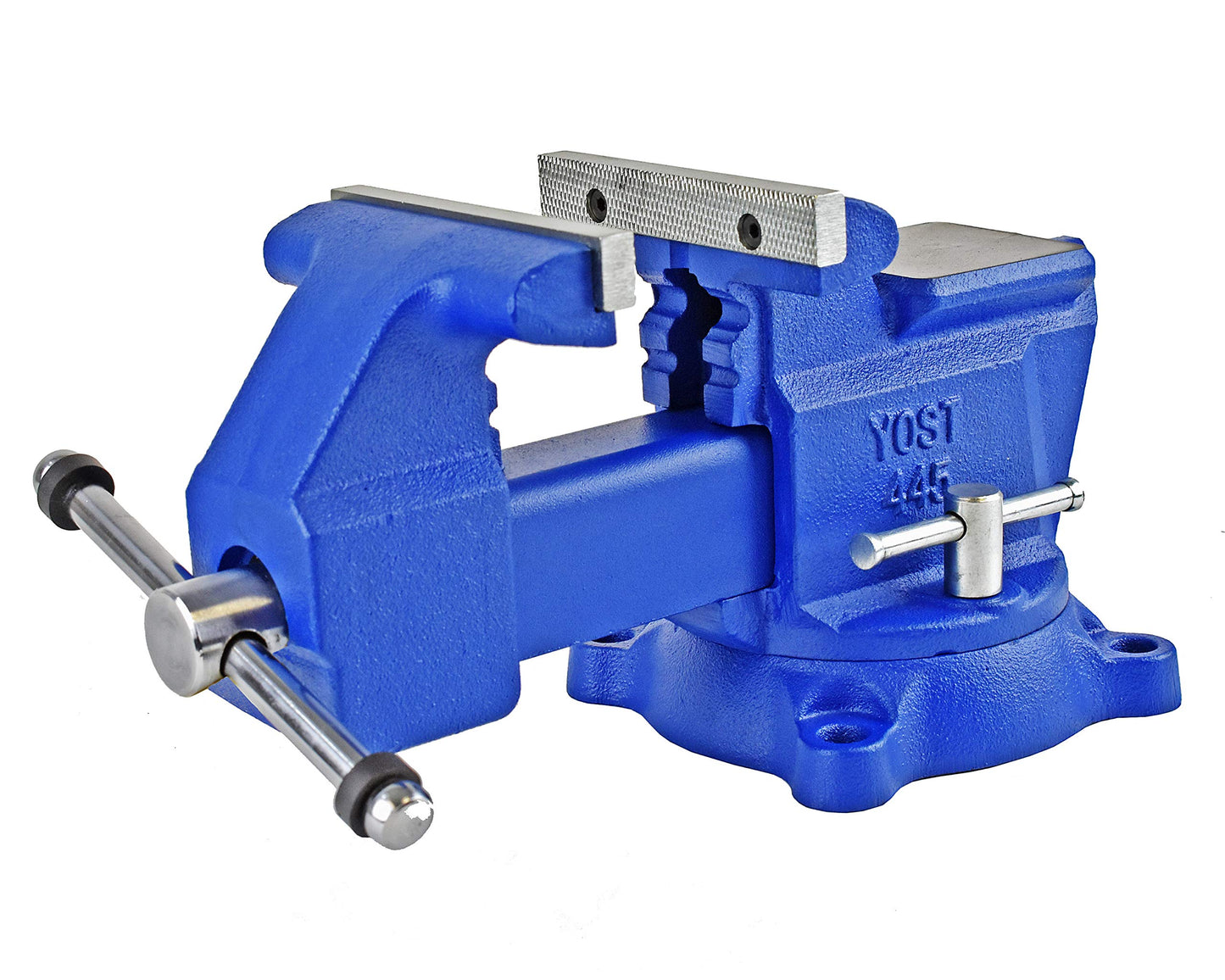 Yost Vises 460 Combination Vise | 6 Inch Jaw Width Heavy-Duty Utility Pipe and Bench Vise |Secure Grip with Swivel Base| Made with Cast Iron and Steel U Channel Bar | Blue