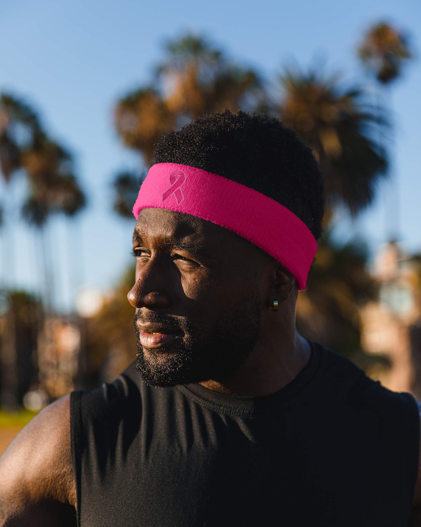 Suddora Workout Headband for Men and Women, Moisture-Wicking Athletic Sweatband, Lightweight Cotton Terry Cloth Bands for Basketball, Tennis, Football, Gym, Running, Cosplay & Costumes (Pink Ribbon)