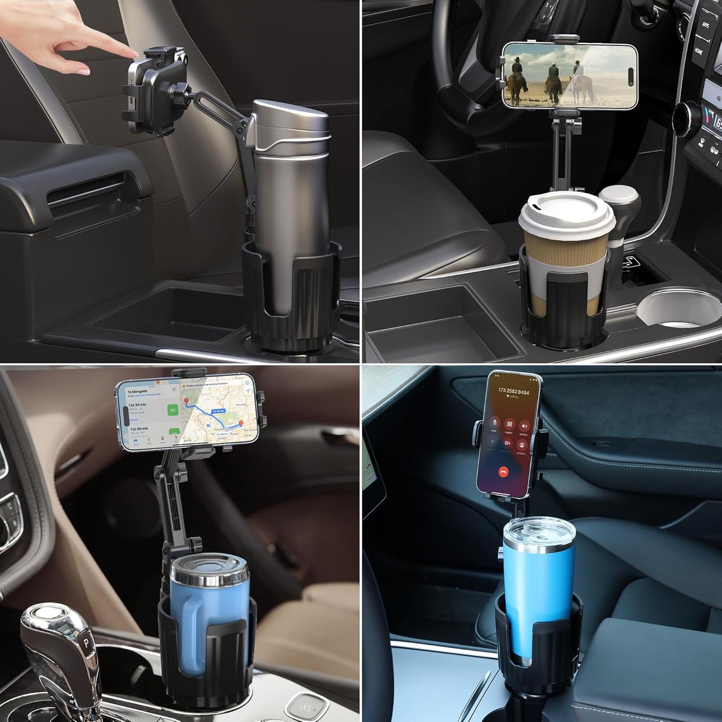 2 1 360 4-7 Newlest in Phone Mount for Car Cup Holder with Adjustable Base, Holders for Car Cupholder, No Shaking