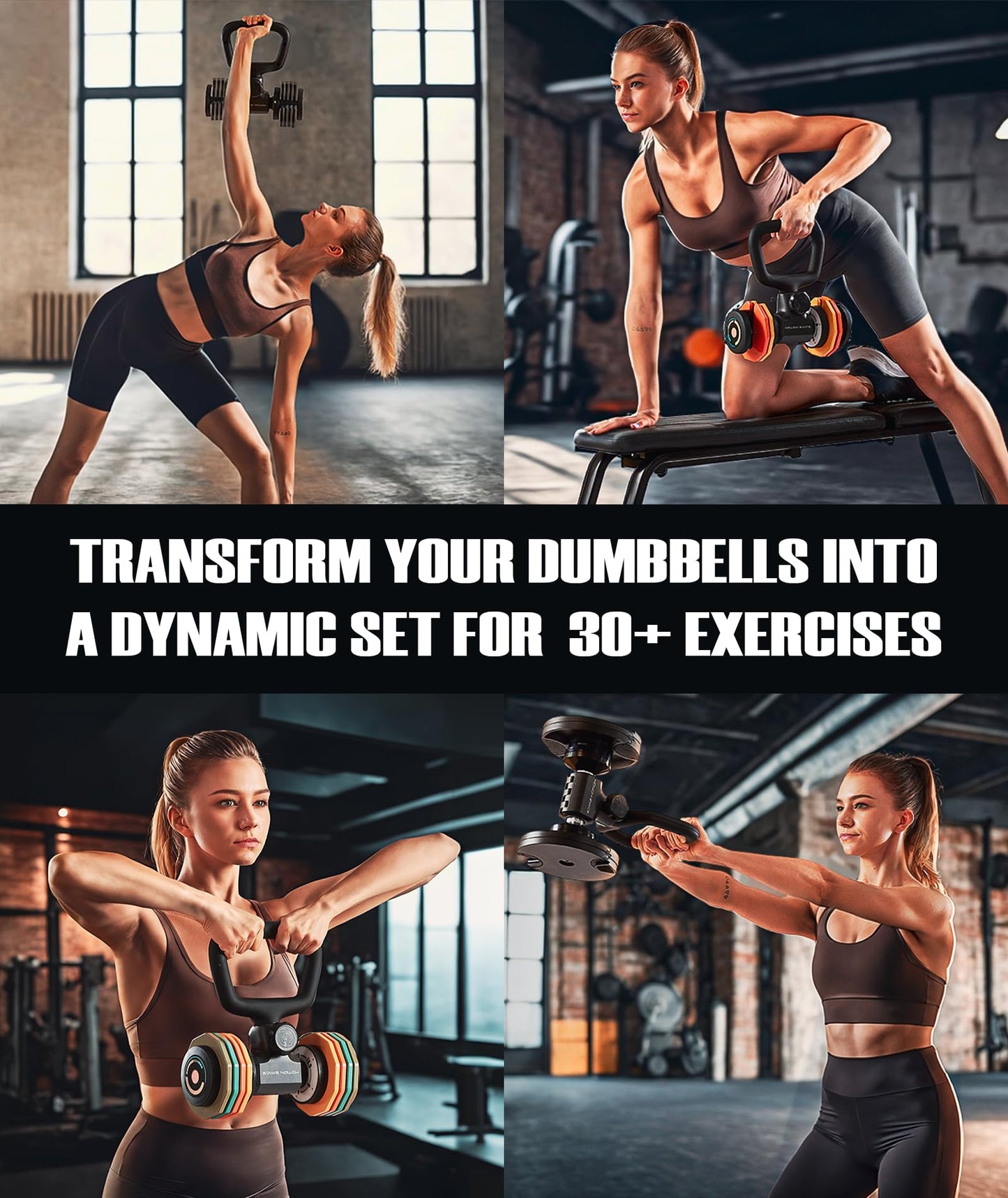 Motion Space Flexible Dumbbell Converter - Convert Dumbbells to Kettlebells 丨130 lb Weight Capacity, Adjustable & Enhanced Compatibility for Wide Range of Dumbbells, for Home Fitness