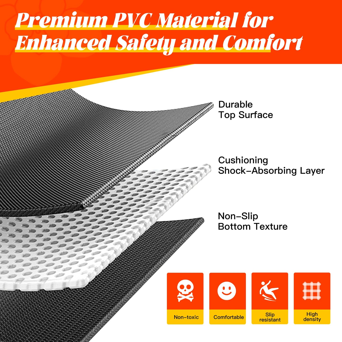 VTORY 8mm Large Workout Mat 7×5 ft – Extra Large Wide Yoga Mat & Pilates Mat Thick, Non-Slip Exercise Mat for Home Gym, Home Workout, HIIT, Strength, Stretching