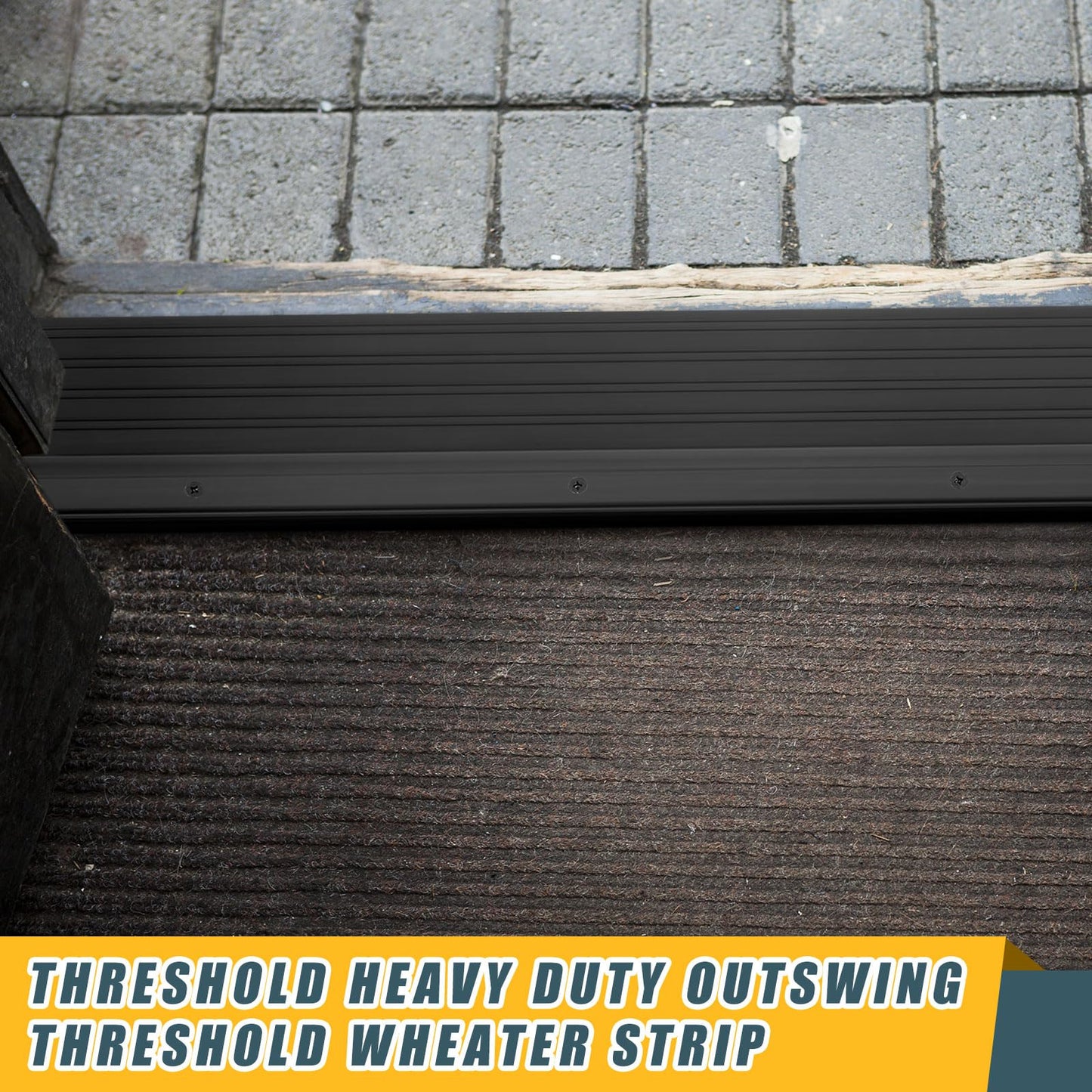 Blulu 36" Aluminum Exterior Door Threshold 5 5/8" Swing Threshold Black Heavy Duty Aluminum Door Sill Pan for Weatherproof & Easy Install for Residential/Commercial Use (1 Pcs)