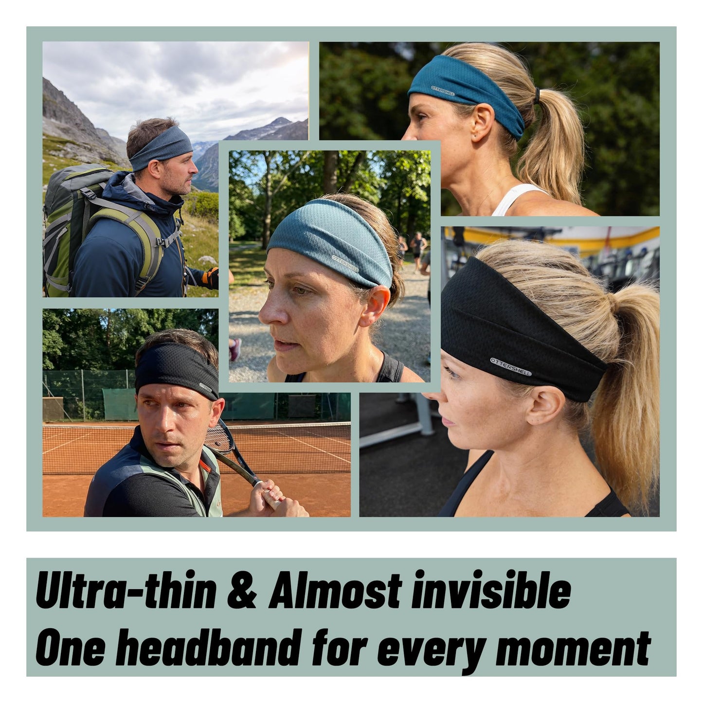 OTTERSHELL Anti-Slip & Ultra-Light Wide Headband for Sports, Yoga, Running, Gym, Spa, Makeup & Daily Use (L92 - Black & Pink, One Size)