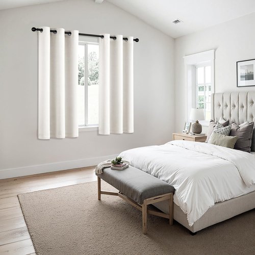 MIULEE Ivory Blackout Curtains - Thermal Insulated Room Darkening Drapes | 63-Inch Grommet Panels