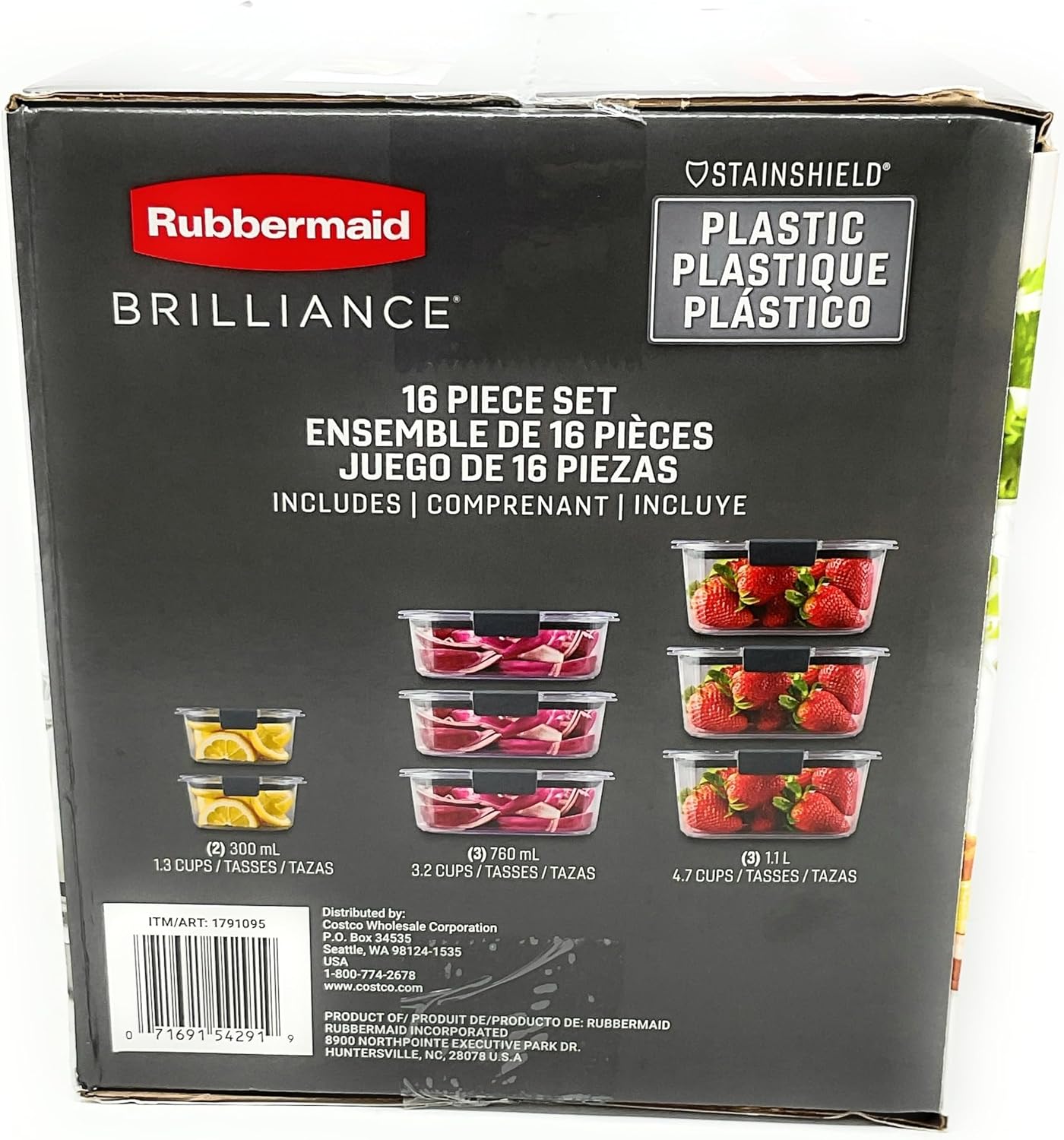 Rubbermaid Brilliance Food Storage Containers - 16-Piece Set with Airtight Lids for Freshness