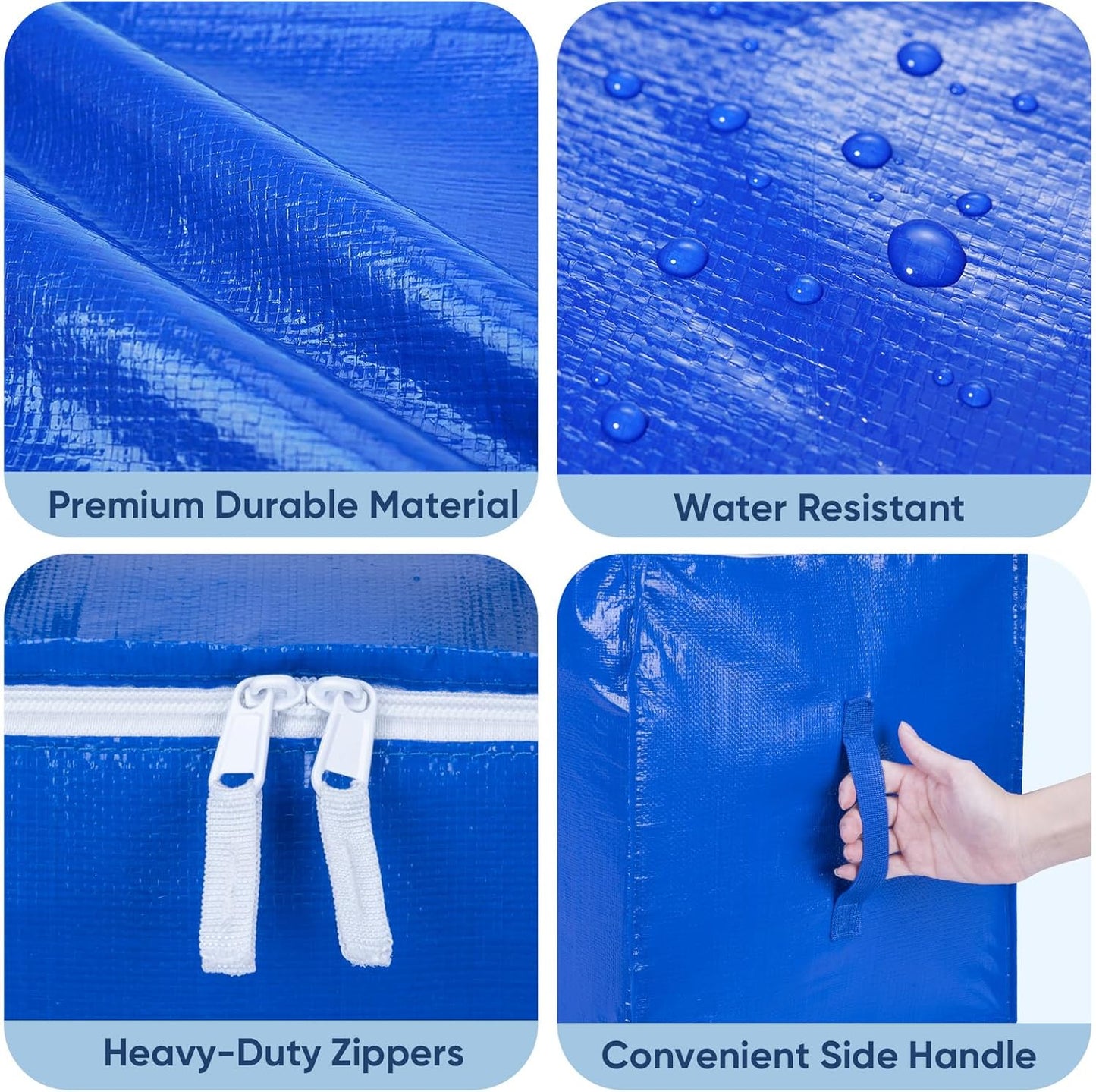 BALEINE Oversized Moving Bags - Heavy-Duty Storage Totes with Reinforced Handles | Royal Blue, 8-Pack
