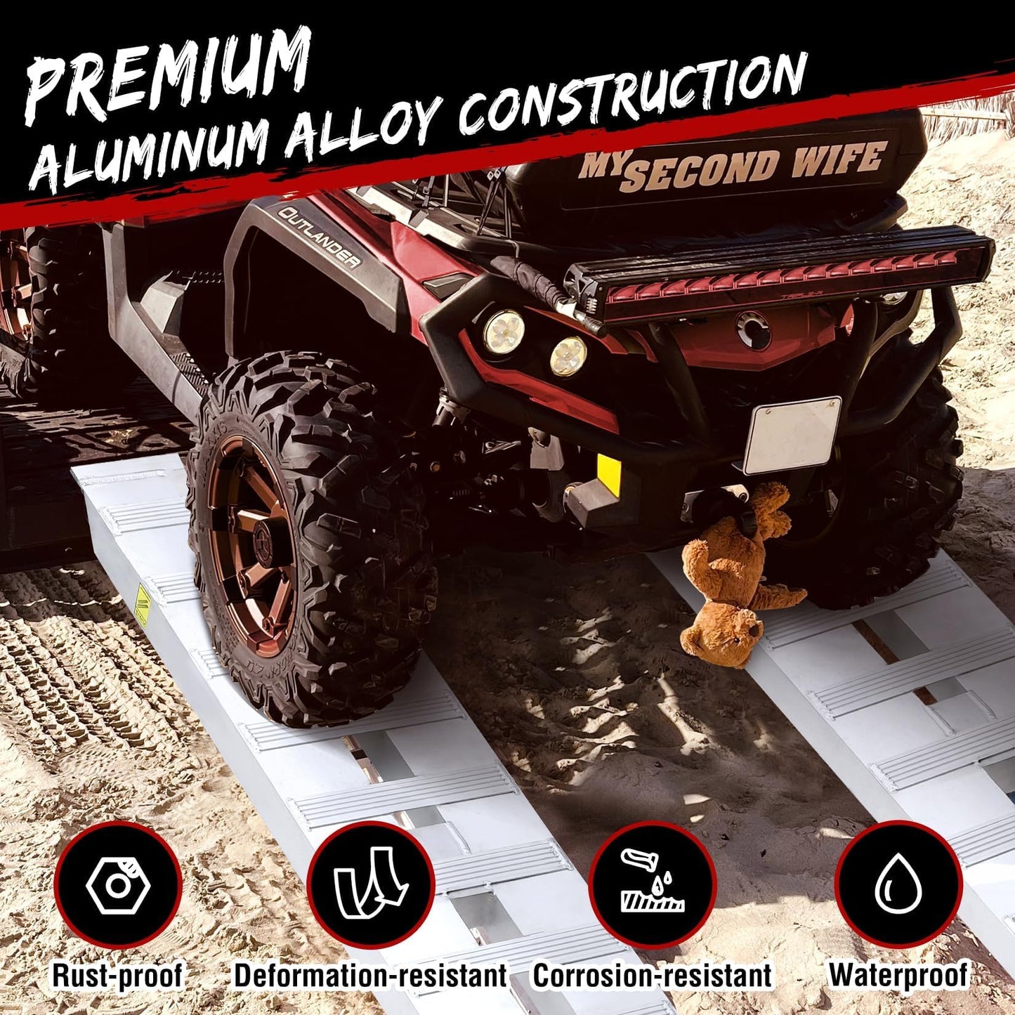 GarveeTech 94"x 15"Aluminum Trailer Ramps, 6000 Lbs Capacity Heavy-Duty Loading Ramps with Top Hook Attaching End, Universal Alu Loading Ramp for Truck Auto,Tractor,Motorcycle, Lawn Mower