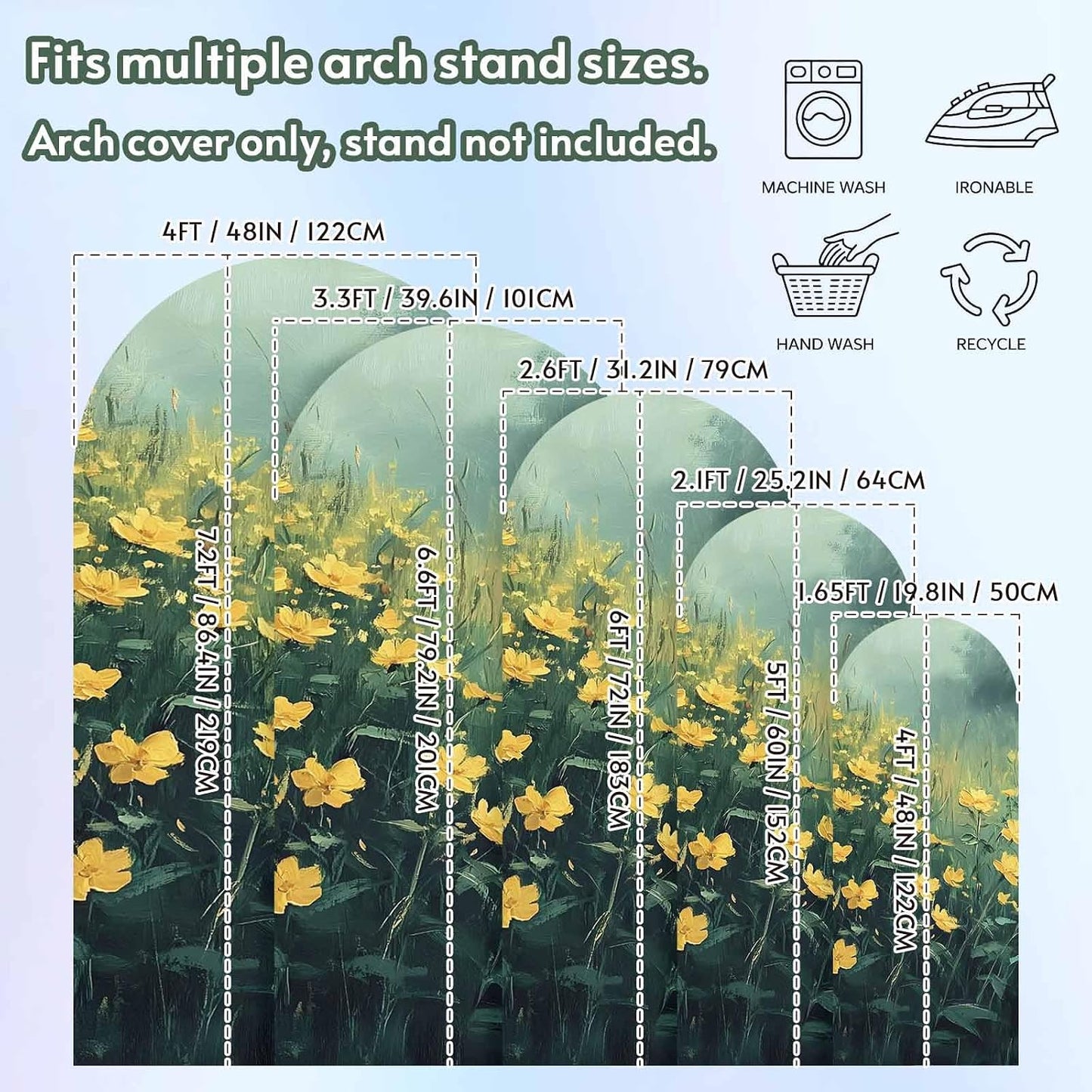 Jnbasdffb 7.2 Spring Floral Wedding Arch Cover,Stretchy Spandex Arch Backdrop Stand Covers FT,Green Botanical Modern