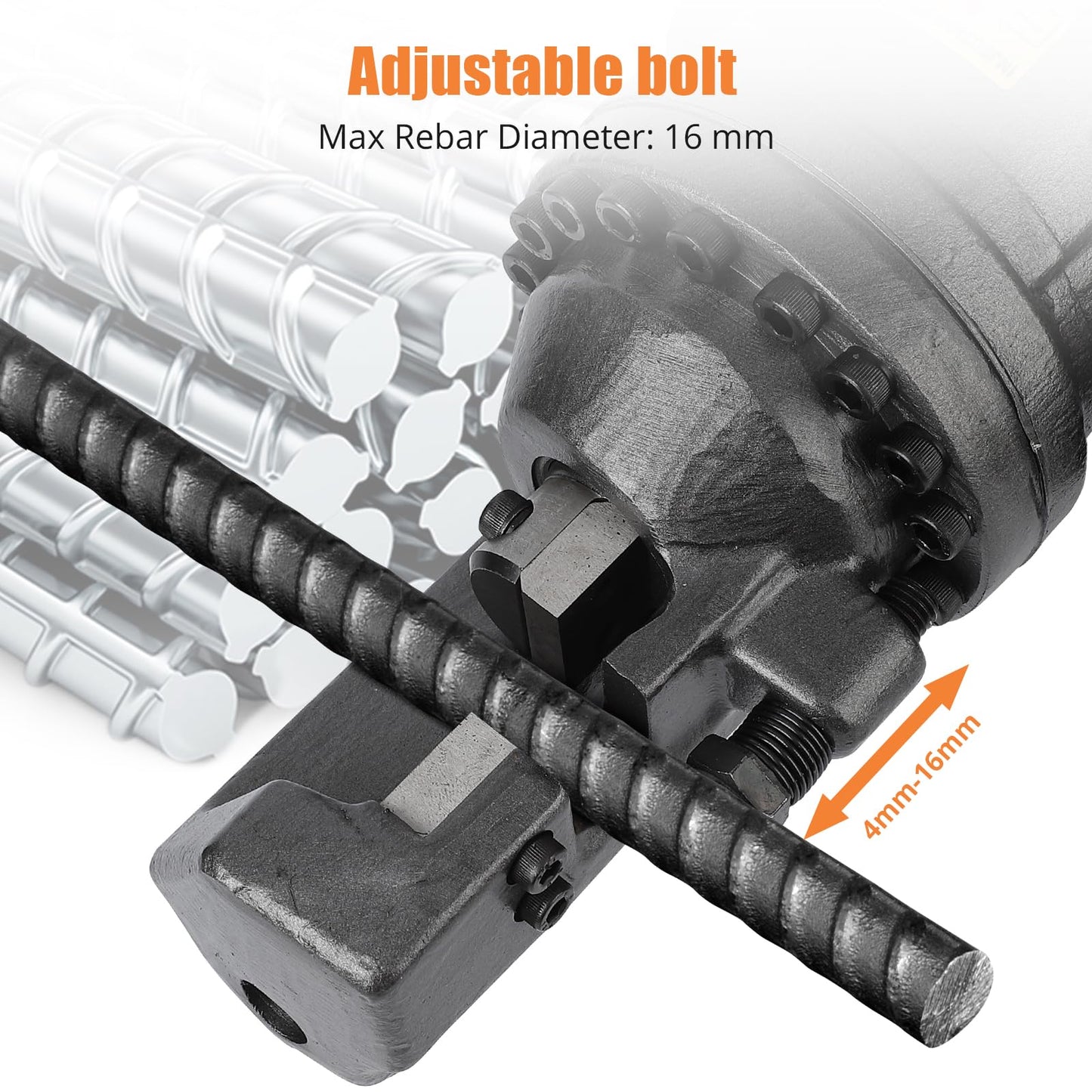 Electric Hydraulic Rebar Cutter, 900W 110V Cutting up to 5/8 Inch #5 4-16mm Rebar, Steel, with Blades, Cutting Speed 3S, Concrete Construction Tools Heavy Duty (900W RC-16)