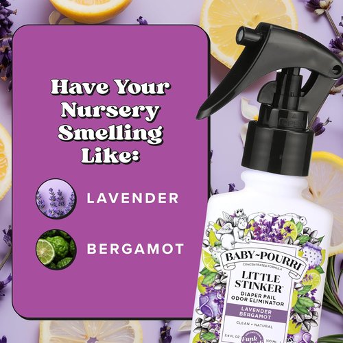 Baby-Pourri Little Stinker Diaper Pail Deodorizer Spray - 3.4 Fl Oz | Up to 150 Uses, Lavender & Eucalyptus Scent