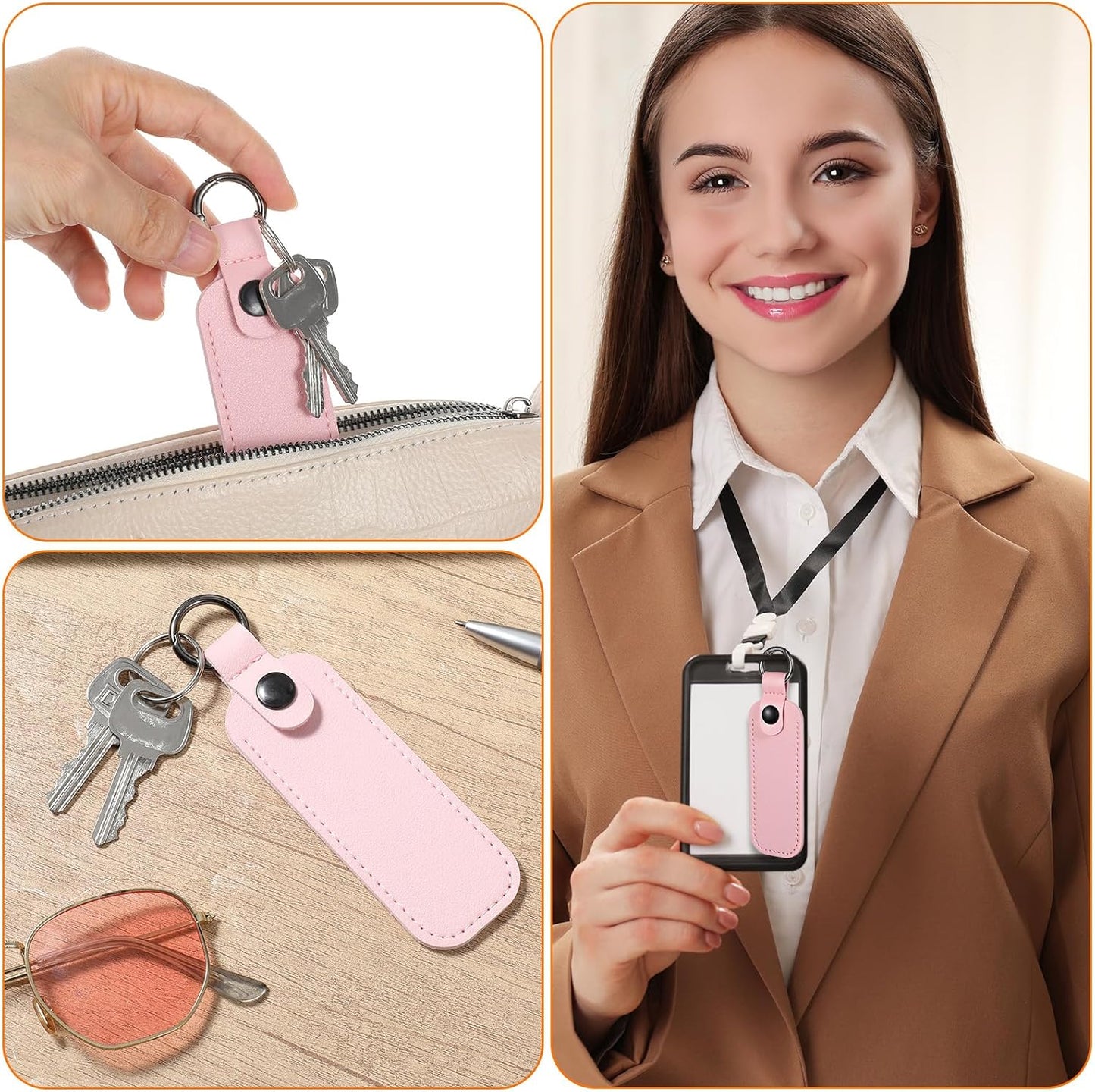 Ymapinc Pink Leather USB Flash Drive Case, Cute Pink Thumb Drive Holder for Women Girls, Portable Keychain USB Pouch