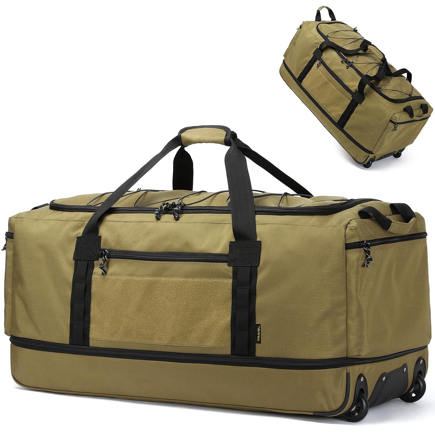 170L Extra Large Baseball Bag with Wheels Gym Duffle Softball Catchers Coach Team Equipment Bags Collapsible Rolling Travel Duffel Bat Gear Bag for Hockey Basketball Football Volleyball Soccer, Brown