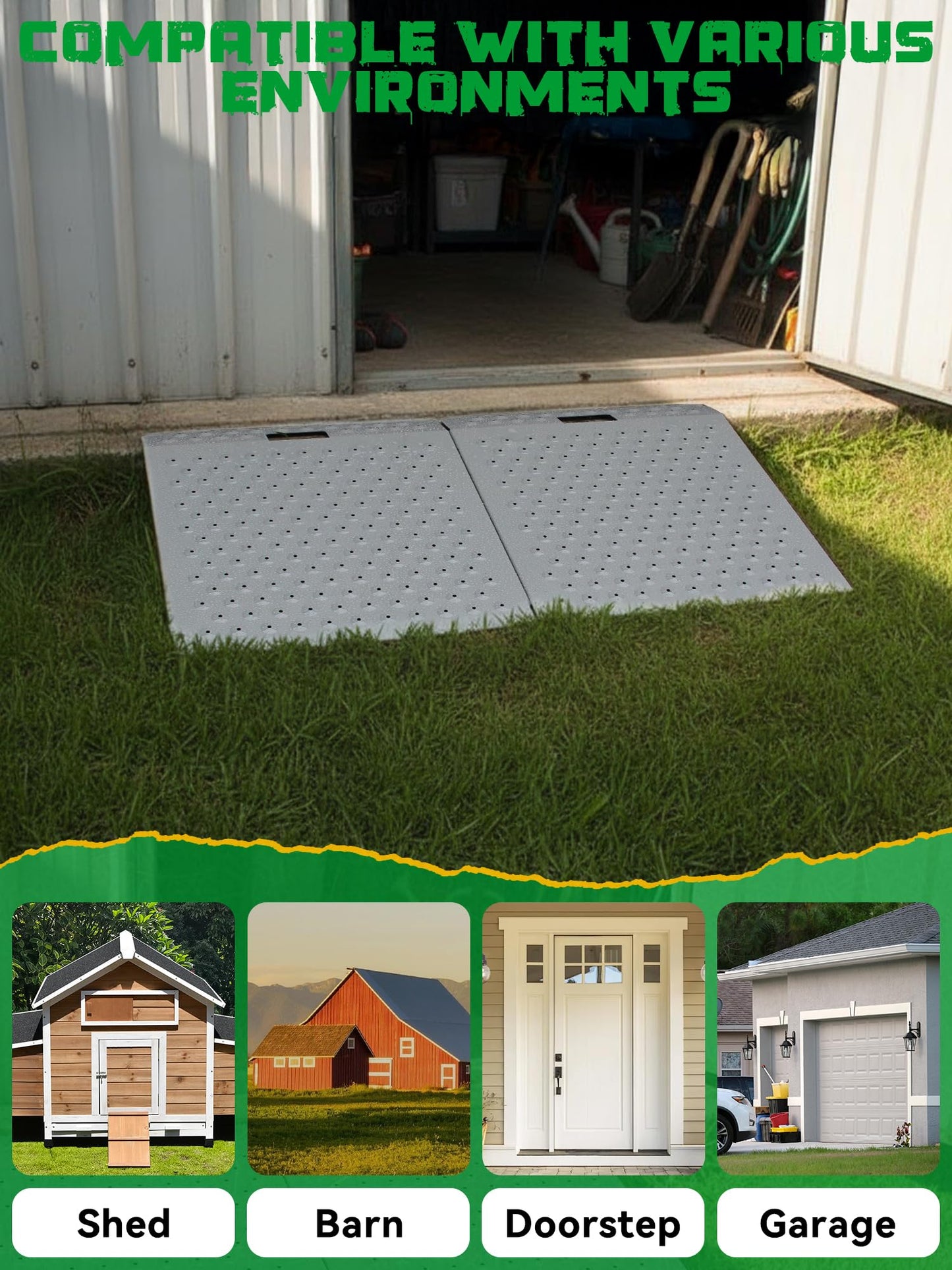 Shed Ramp for Riding Mower - 29" x 48" Heavy-Duty Shed Ramps Kit for Snow Blower, 1500LBs Anti-Slip Metal Loading Ramps for Shed for UTV, Motorcycles, Lawnmower, Garages & Barns, 2PC