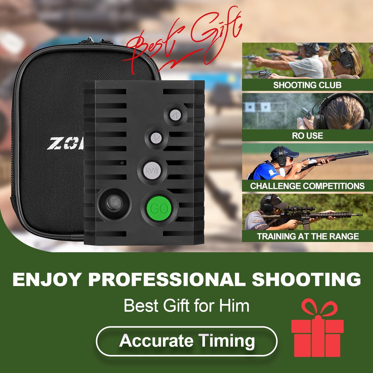 ZOHAN Upgraded Shot Timer for Shooting Competition - Shot Timers for Firearms with Improved Loud Buzzer, Dry Fire Practice, RO use, Total 4 Shooting Modes, Include Longlife Battery - with a Case
