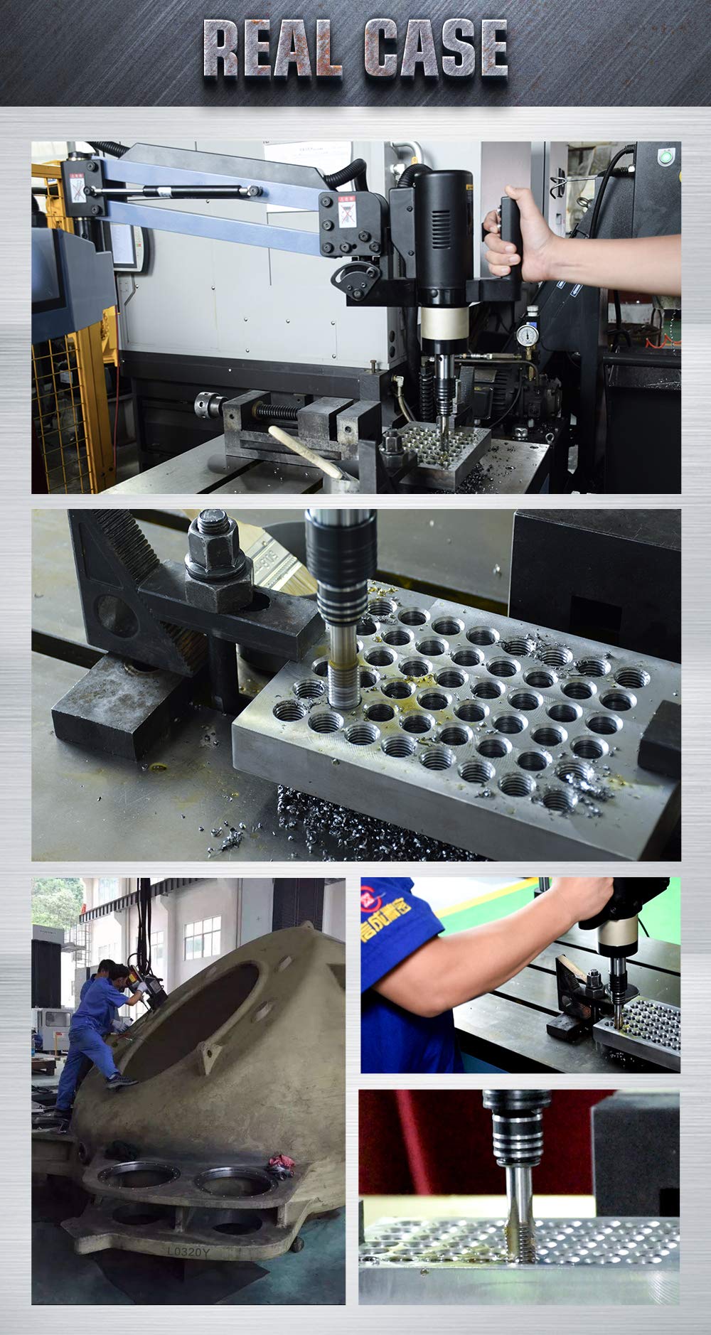 US Stock M3-M16 Electric Tapping Machine Tapper Tapping Arm Universal 360 Degree 9PCS ANSI Collets Included