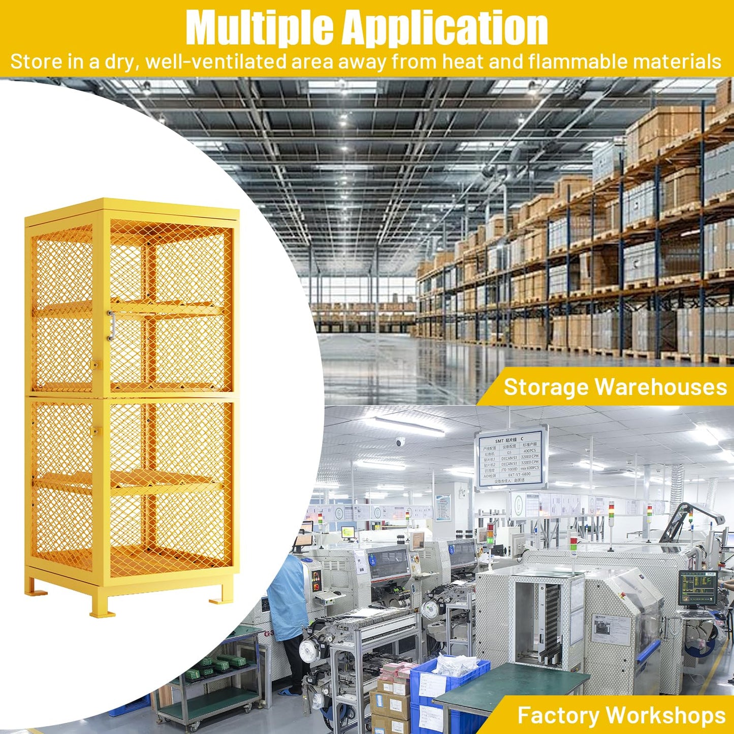 30"L x 30"W x 70"H Steel/Iron Horizontal Cylinder Storage Cabinet, 8 Cylinder Capacity, 4-Tier Propane Storage Cage, Gas Cylinder Cabinet with Lockable Single Doors,Powder Coat Finish Angle Iron Frame