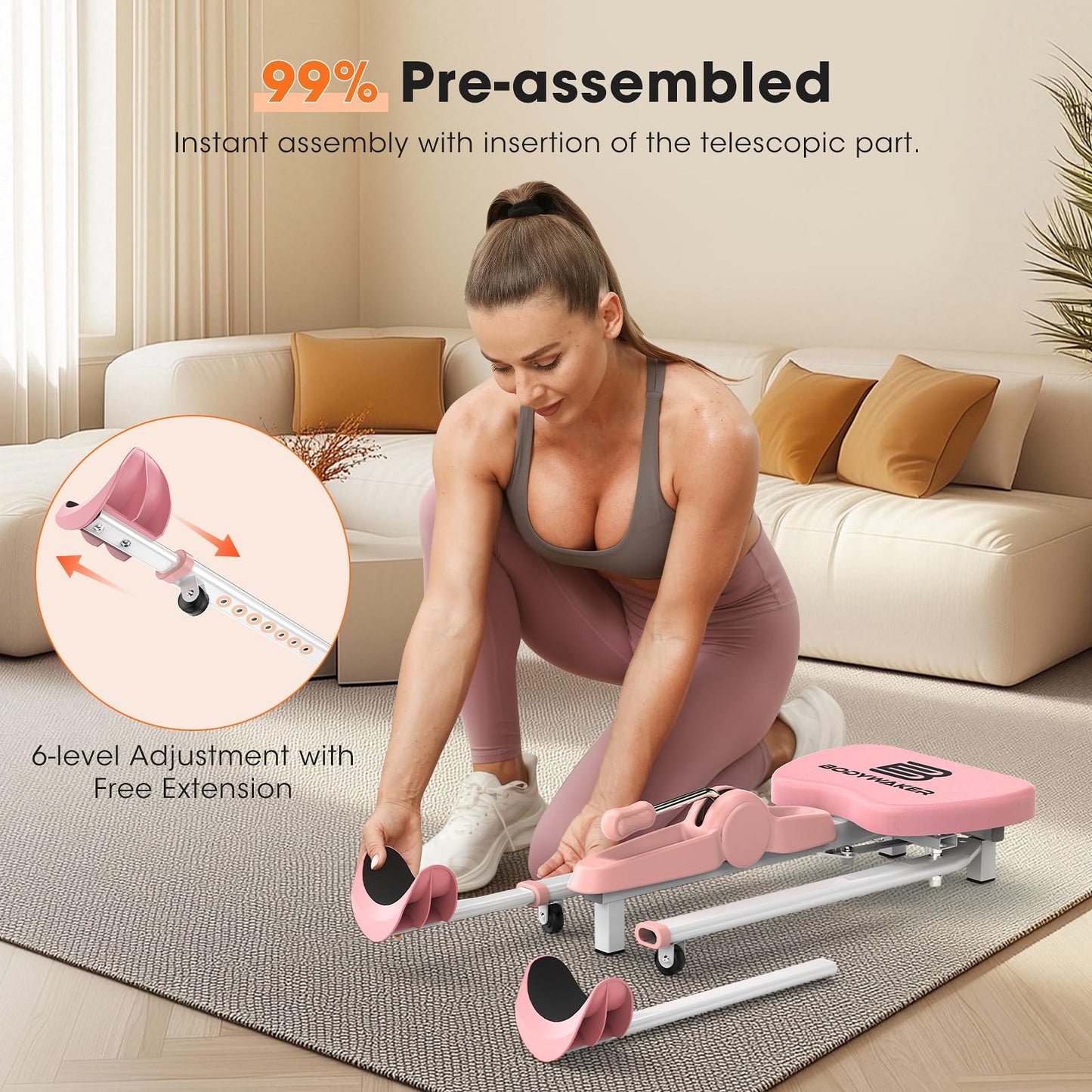 BODYWAKER Leg Stretcher Machine - Professional Split Trainer for Dance, Ballet, Gymnastics,Yoga - Flexibility Training Equipment for Splits, Kicks & Stretching (Pink)