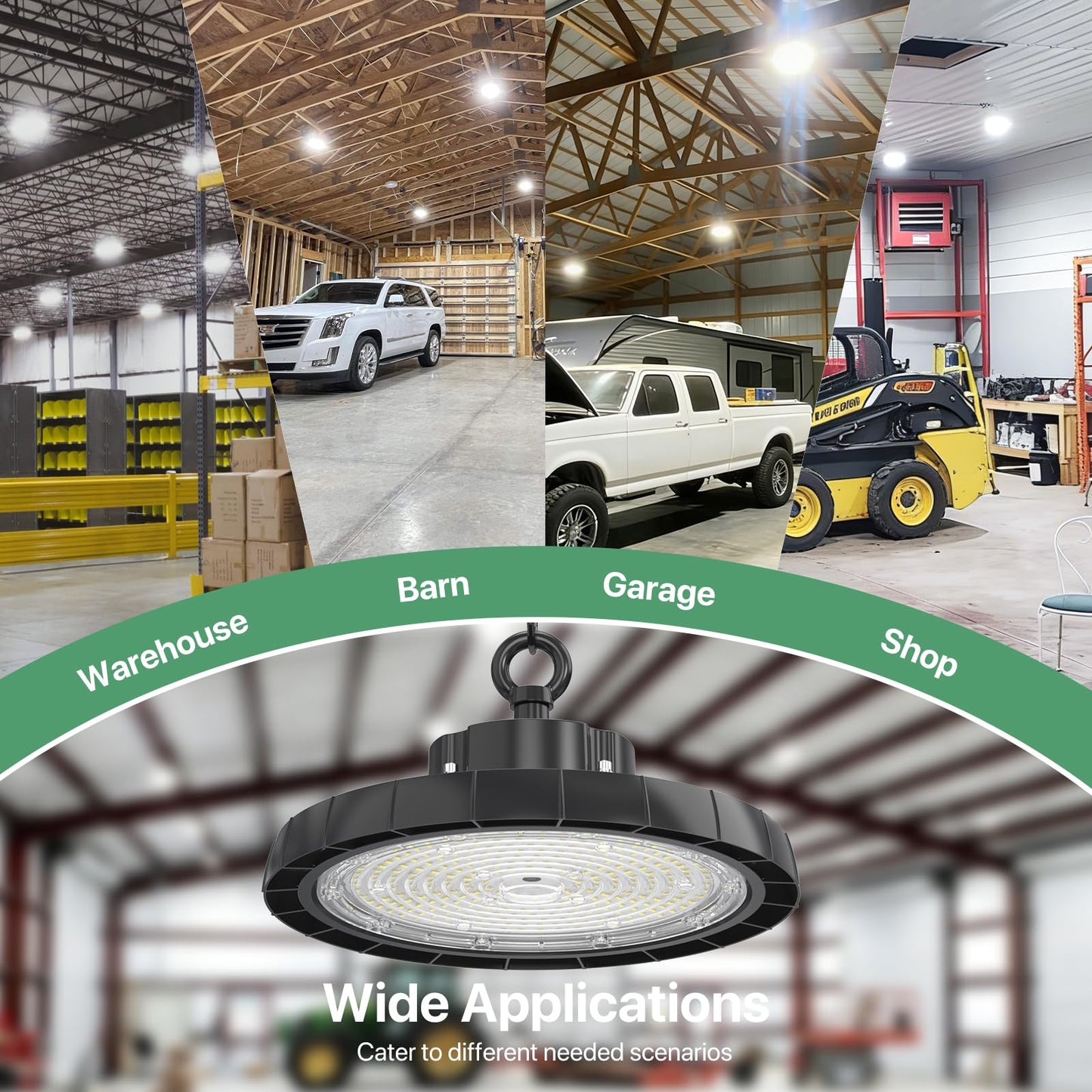 Ipackorin High Bay LED Lights: 200W 28000LM 5000K UFO Led Light IP65 AC100-277V IP65 - UFO Lights with US Plug 5' Cable for Warehouse Shop Factory Barn 6 Packs
