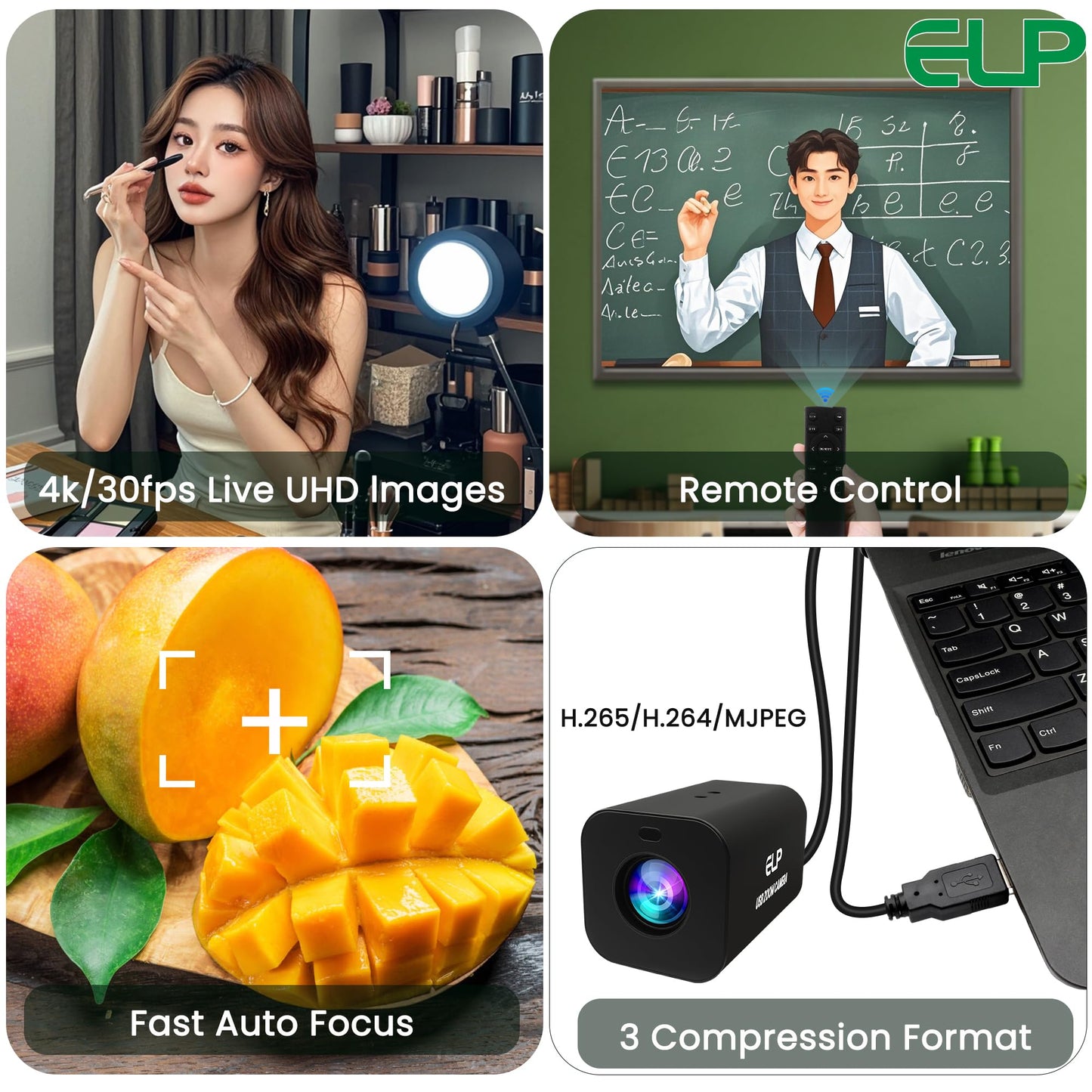 ELP 21X Zoom 4K 30fps USB Camera 1080P 60fps HDMI USB Webcam Autofocus Manual Focus PC Web Cam H.265 H.264 High Speed Web_Camera for Church Streaming Video Conference (21X Zoom)