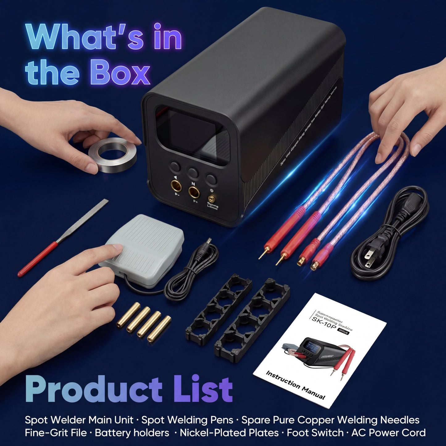 Capacitor Spot Welder for Battery Pack, 10.5kW Farad Welding Machine, Automatic & Foot Pedal Modes, 100-240V, for 18650/21700/LiFePO4 Cells, Nickel Strip Welding Kit