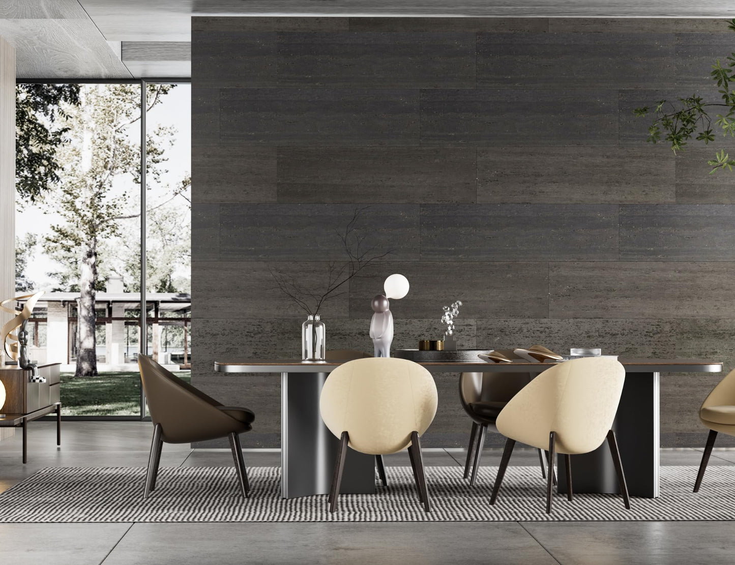 SINGULARWOOD 15pcs/26.46 sq ft Soft Stone Wall Tiles, Flexible Travertine Rock Panels for Interior and Exterior Walls-Ebony Black.