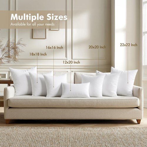 MIULEE Pillows Inserts, Pack of 4 18x18 Inch 100% Virgin Microfiber Filling Throw Pillows for Bed Couch Sofa
