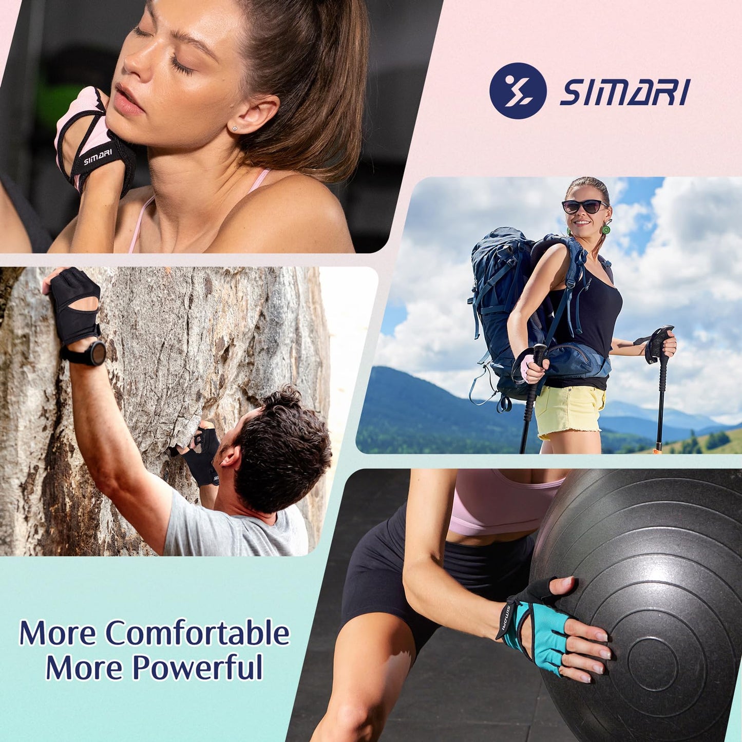 SIMARI Workout Gloves for Women Men with Full Palm Protection, Strong Grip, Cushion Impact, Breathable, Suitable for Gym Training, Kayaking, Weight Lifting, Exercise, Fitness, Cycling (Size Medium)